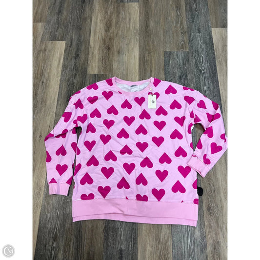 Top Long Sleeve By Bums & Roses In Pink, Size: 3x