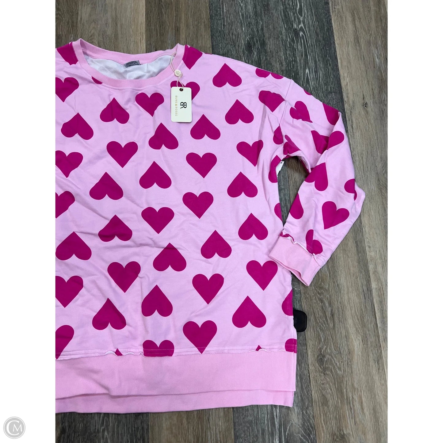 Top Long Sleeve By Bums & Roses In Pink, Size: 3x