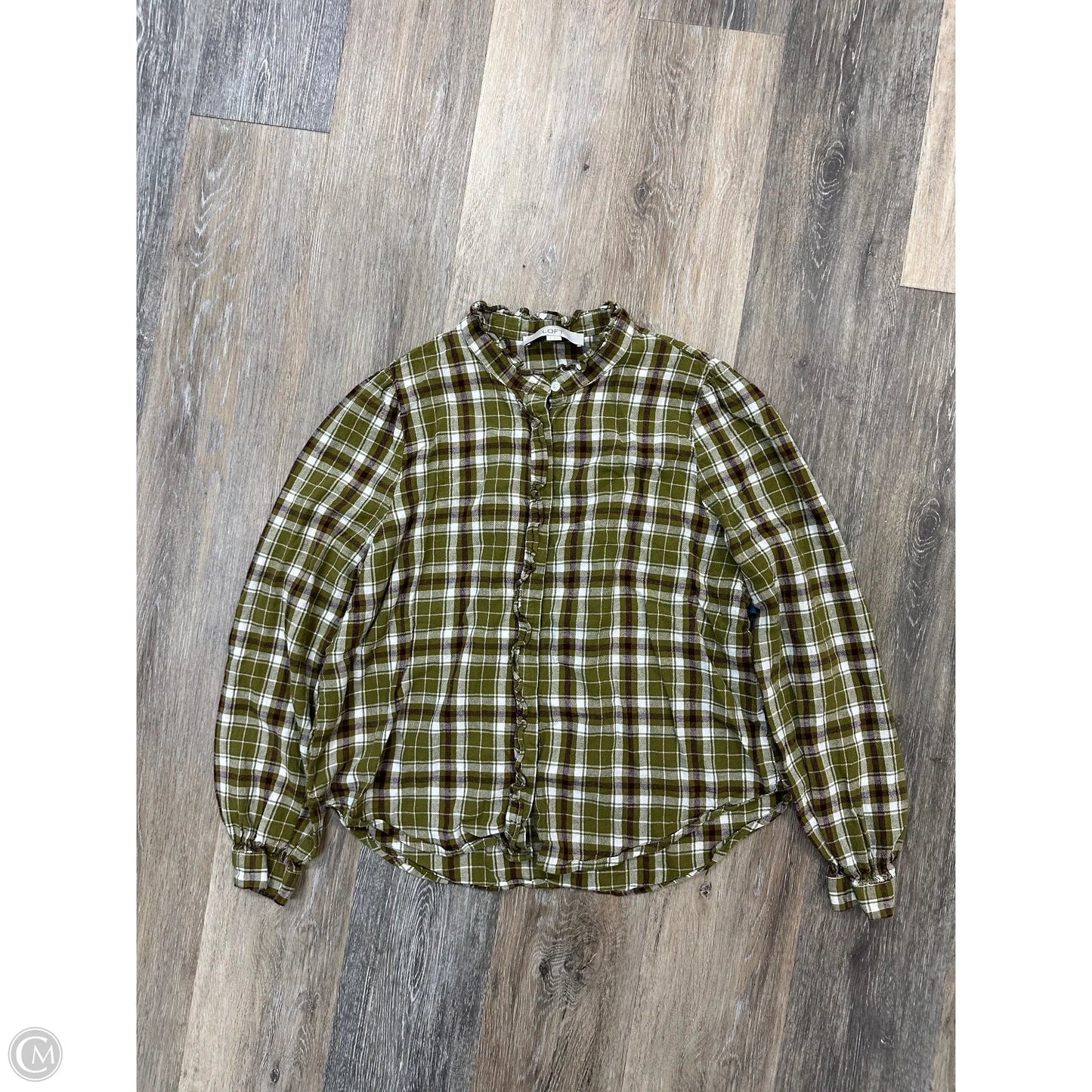 Blouse Long Sleeve By Loft In Green, Size: M