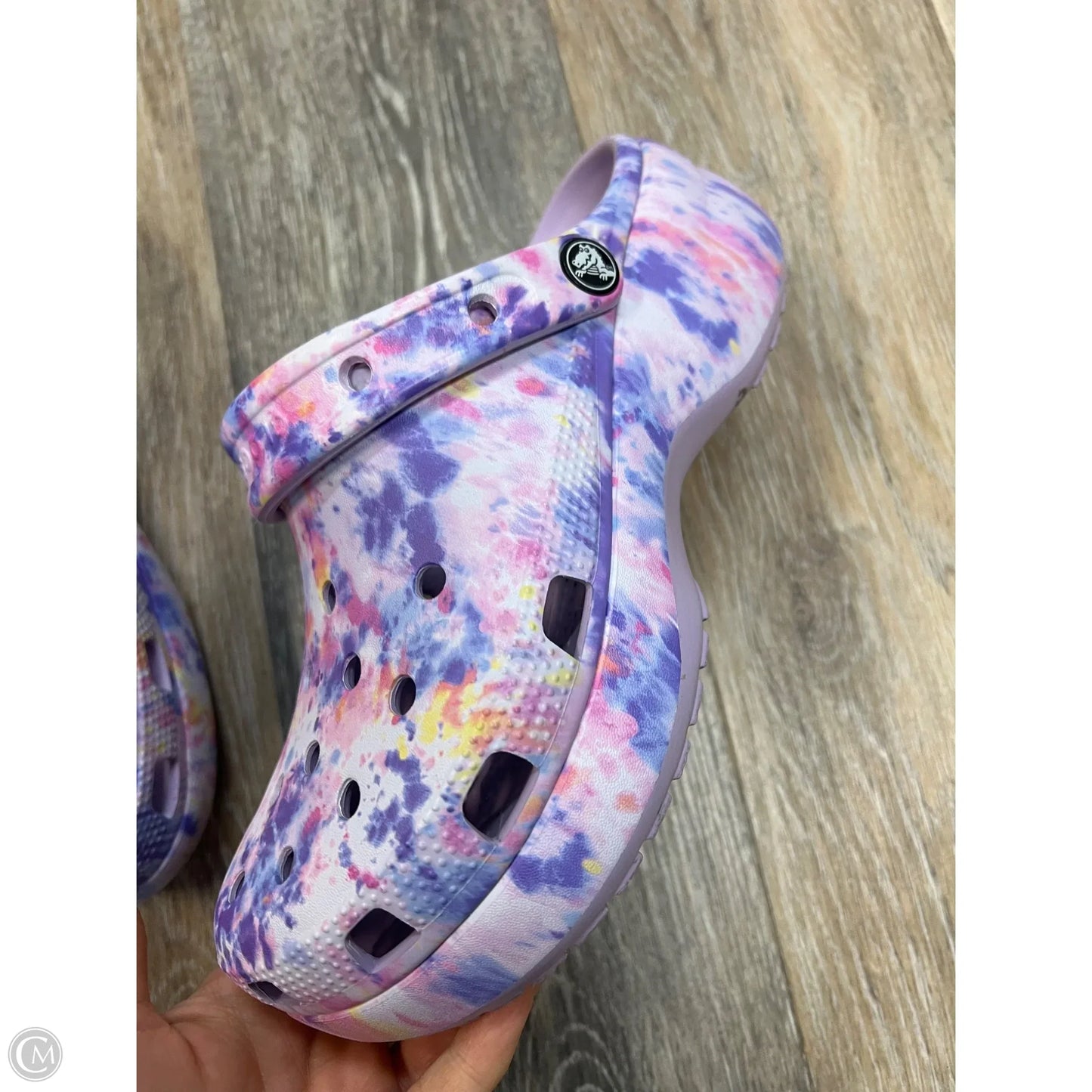 Shoes Heels Platform By Crocs In Tie Dye Print, Size: 8