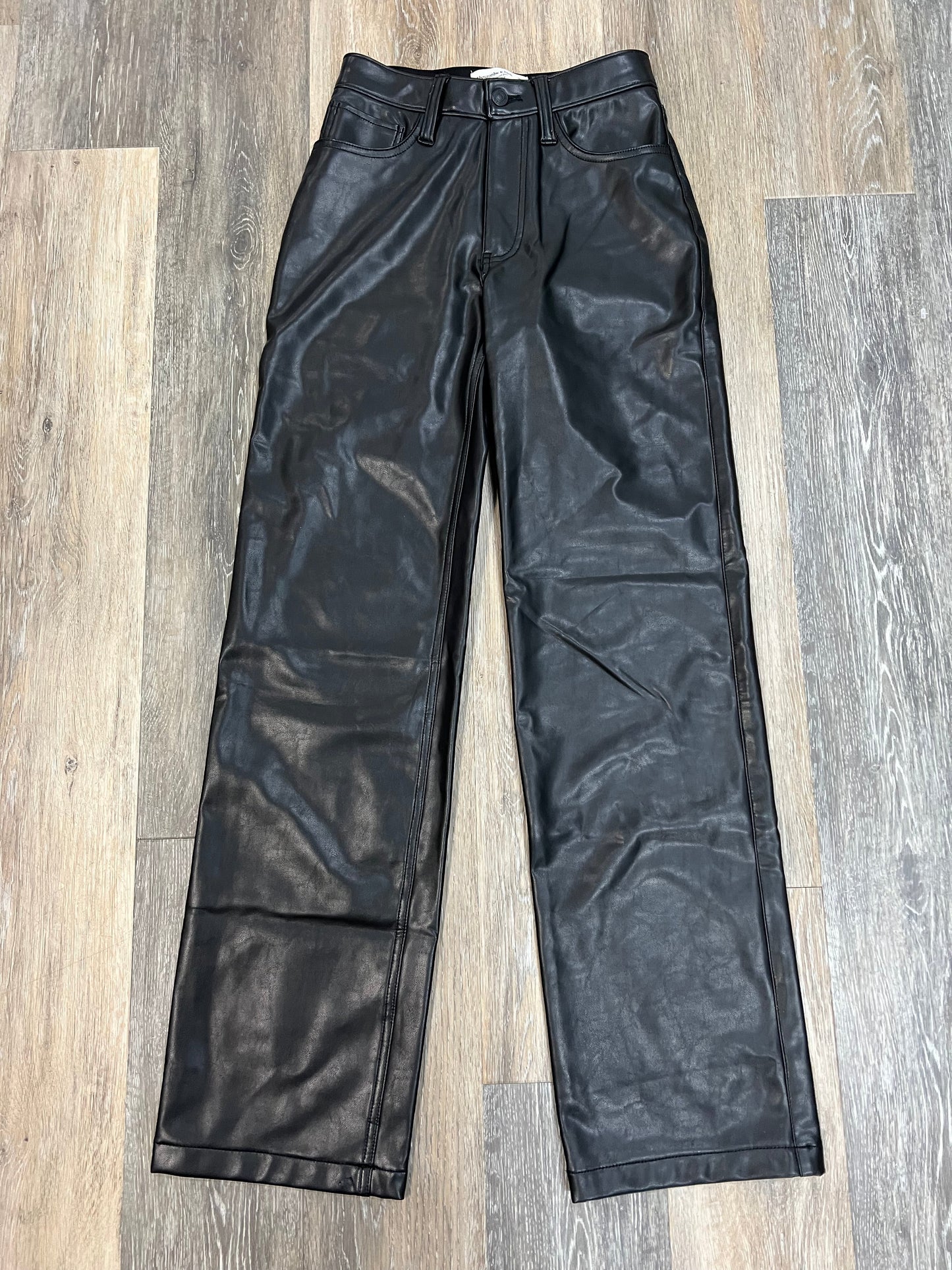 Black Pants Faux Leather Abercrombie And Fitch, Size 0/25 Long