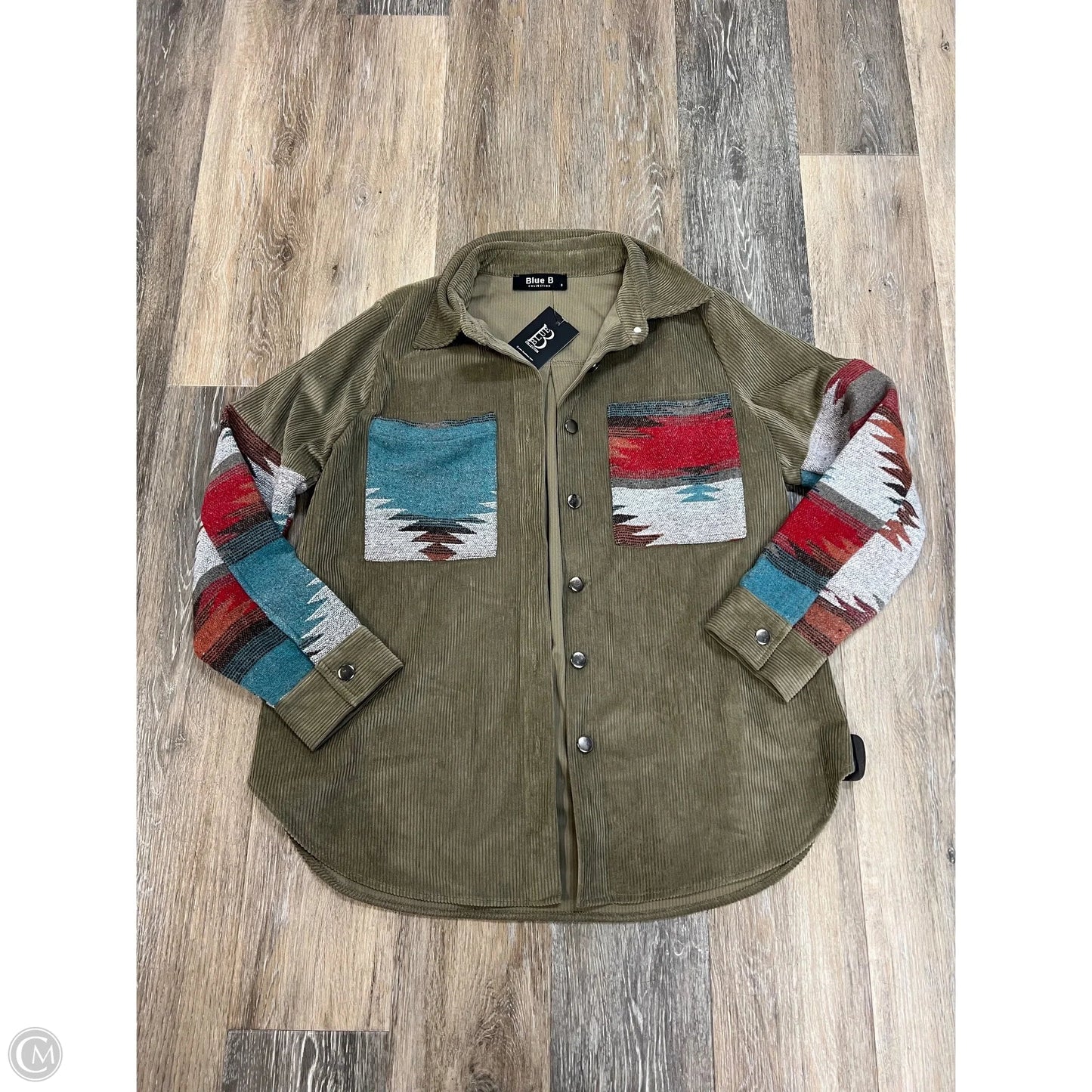 Jacket Shirt By Blue B In Green, Size: S