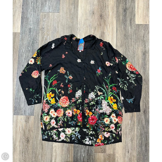 -Blouse Long Sleeve By Johnny Was In Black, Size: M