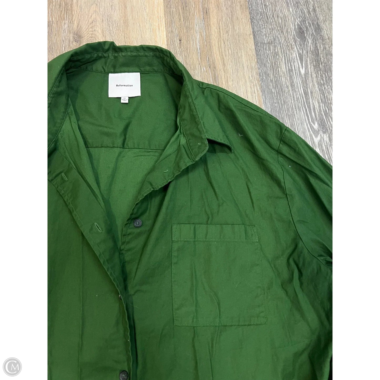-Blouse Long Sleeve By Reformation In Green, Size: Xl