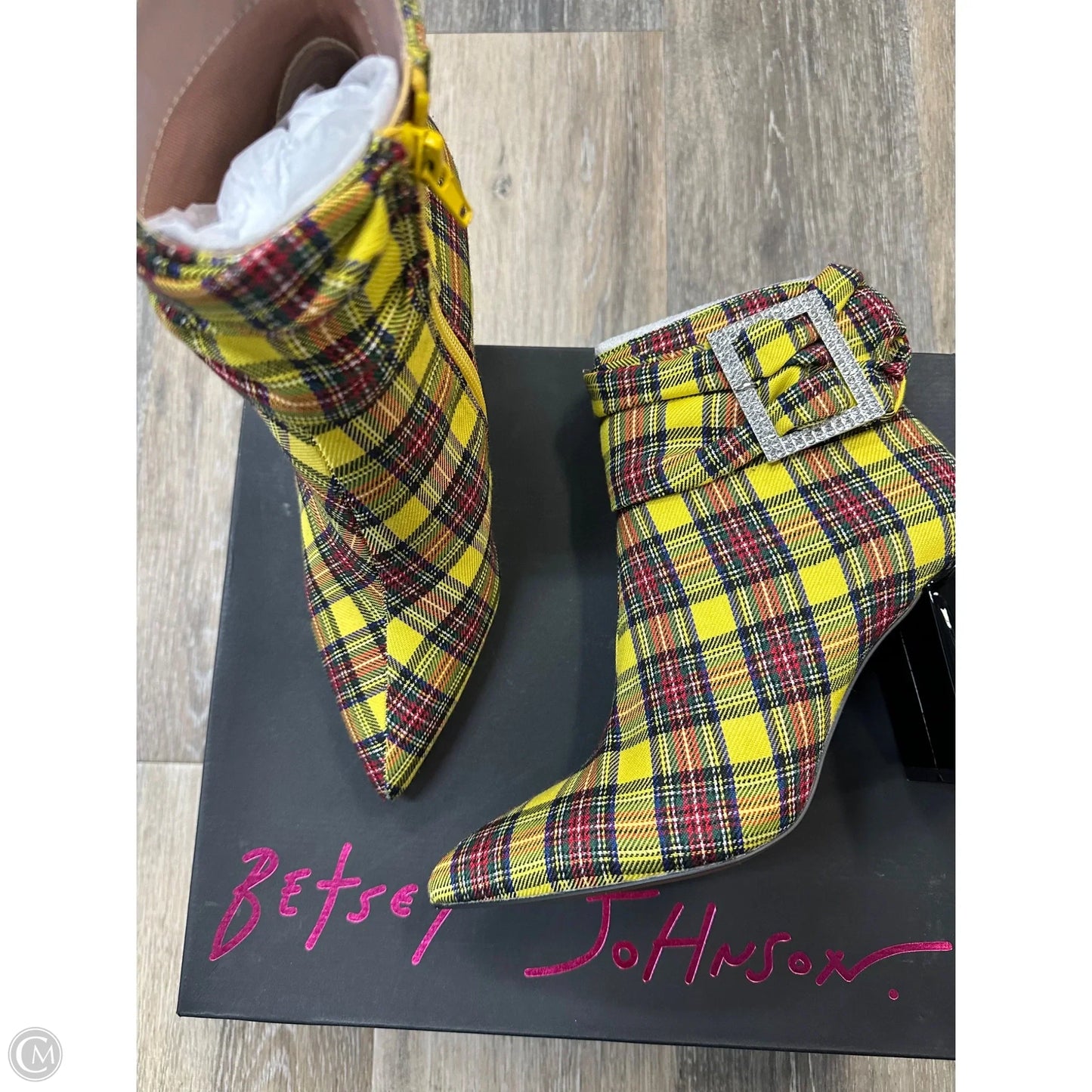 Boots Ankle Heels By Betsey Johnson In Yellow, Size: 7