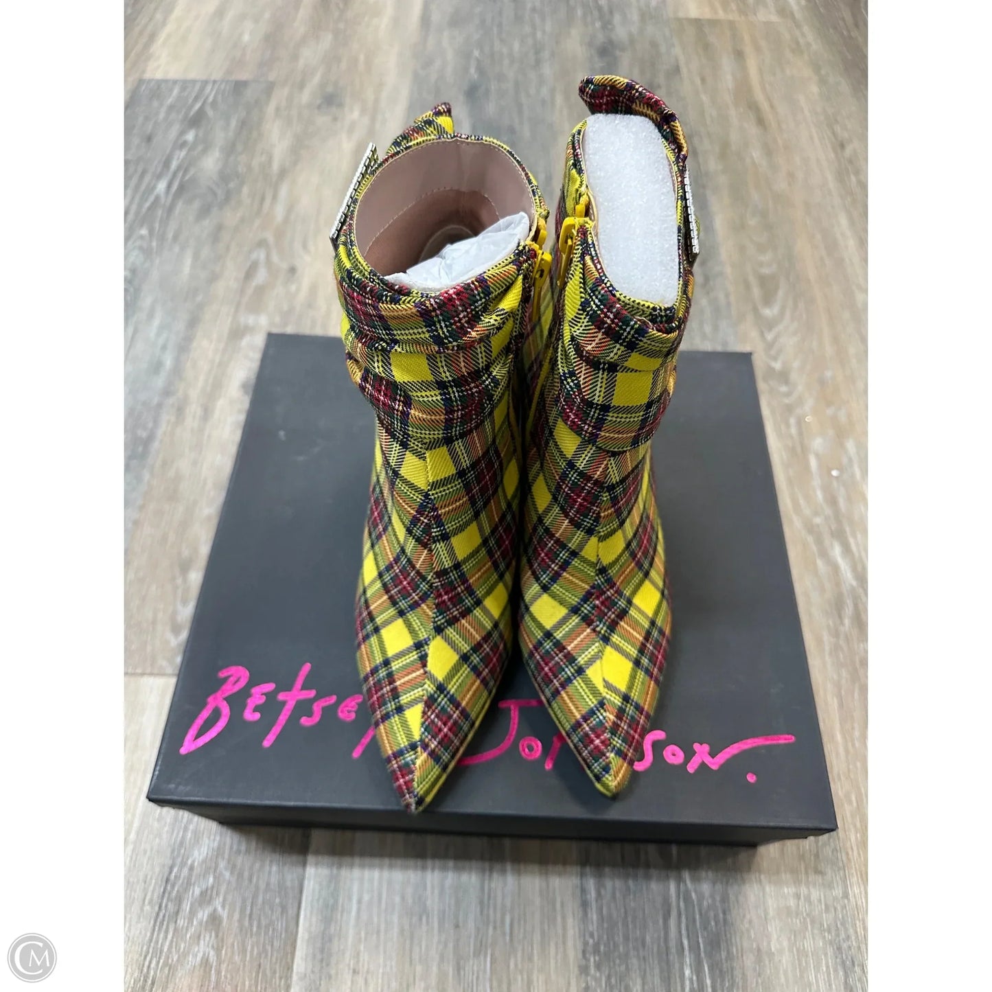 Boots Ankle Heels By Betsey Johnson In Yellow, Size: 7