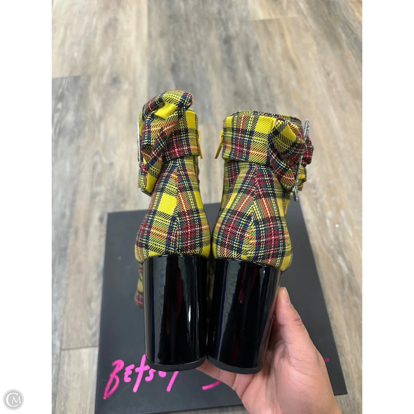 Boots Ankle Heels By Betsey Johnson In Yellow, Size: 7