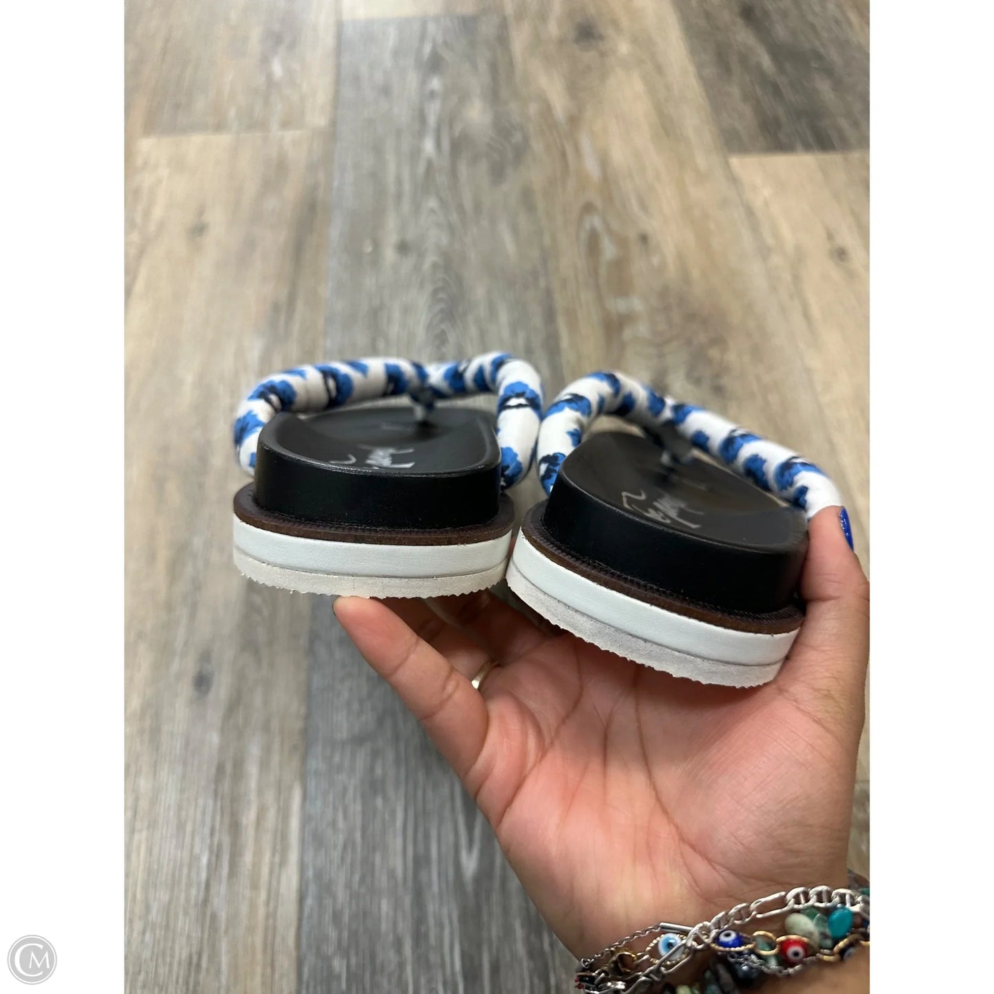Sandals Flats By Free People In Blue & Cream, Size: 7.5