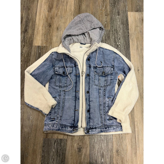Jacket Faux Fur & Sherpa By Bke In Blue Denim, Size: M