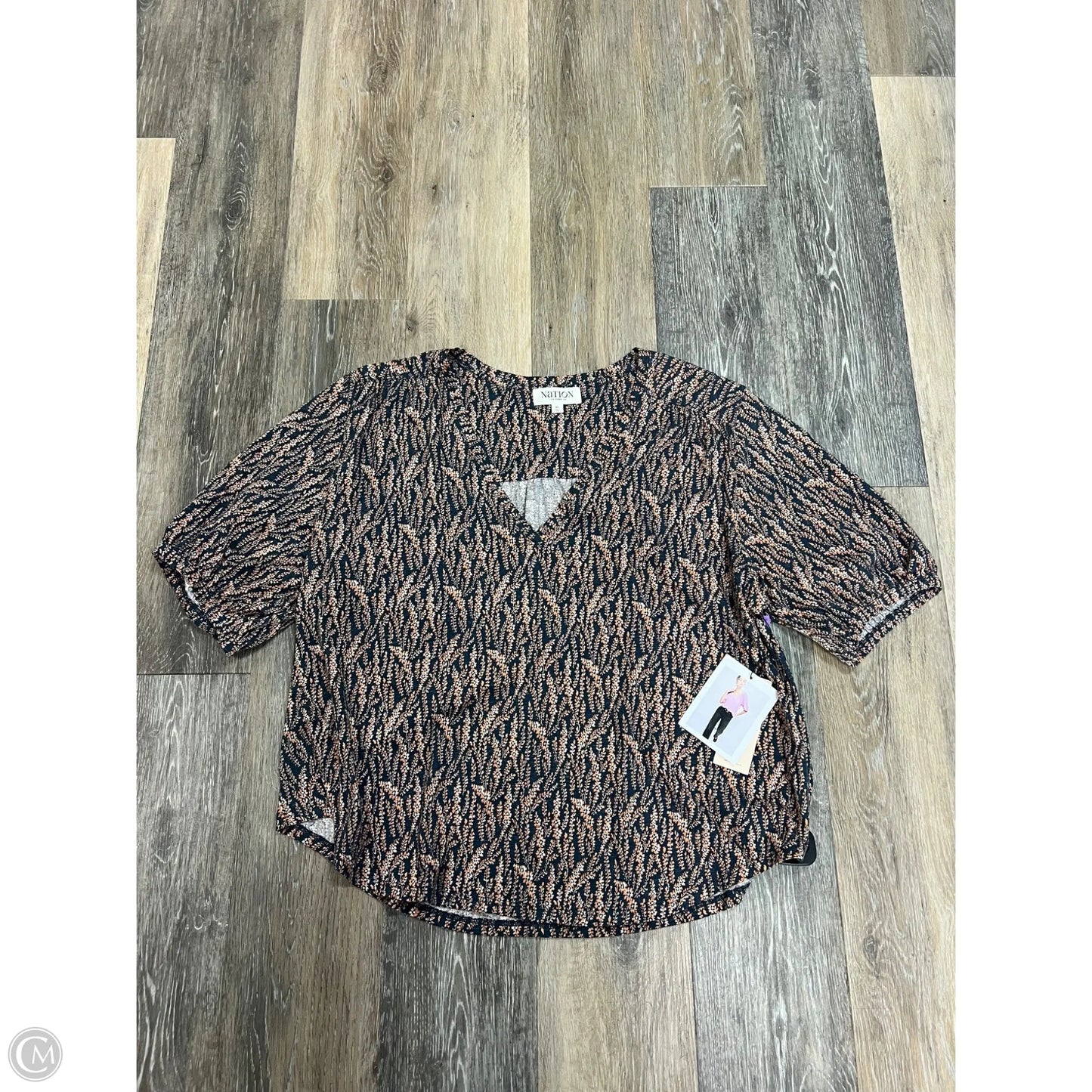 Top Short Sleeve By Nation In Floral Print, Size: Xl