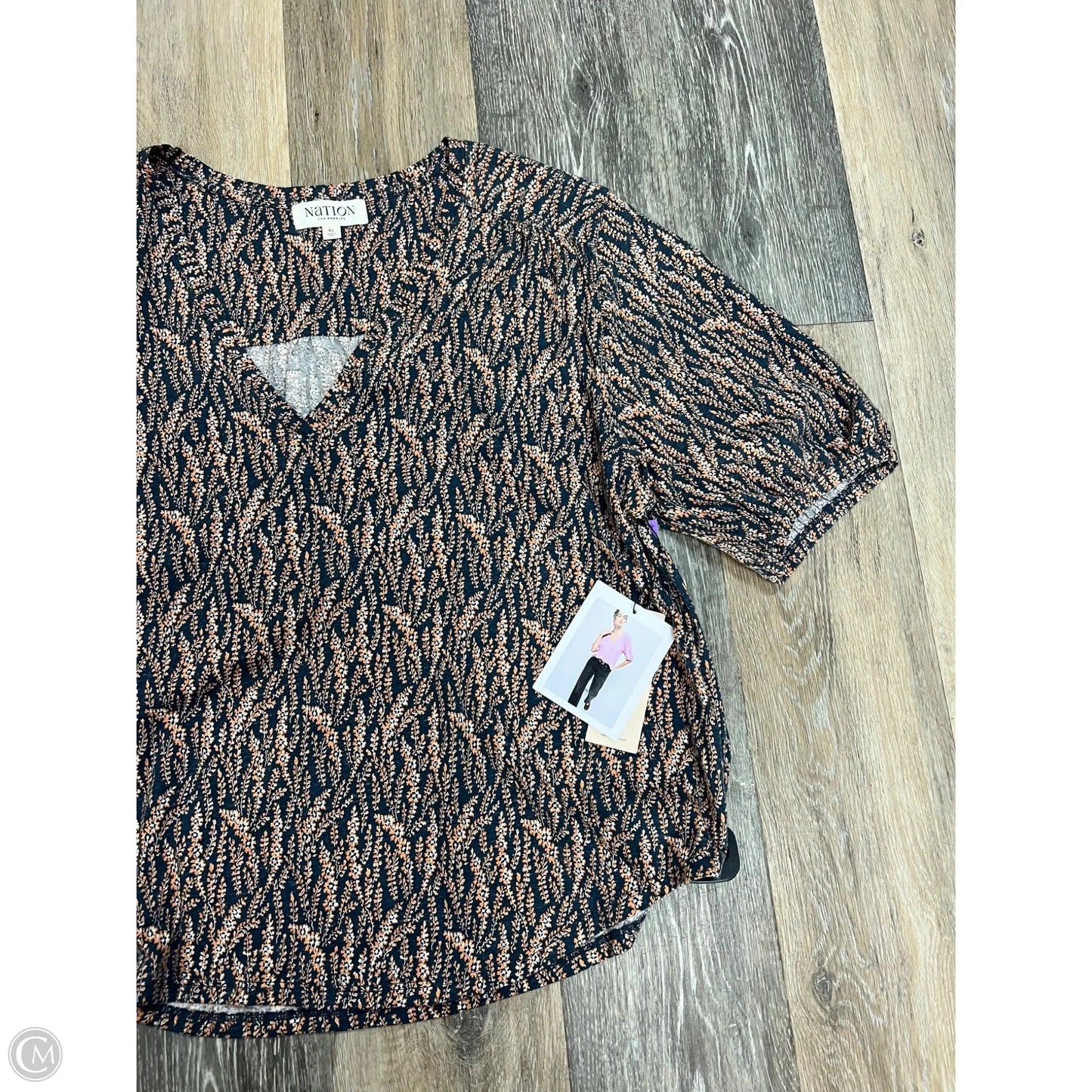 Top Short Sleeve By Nation In Floral Print, Size: Xl
