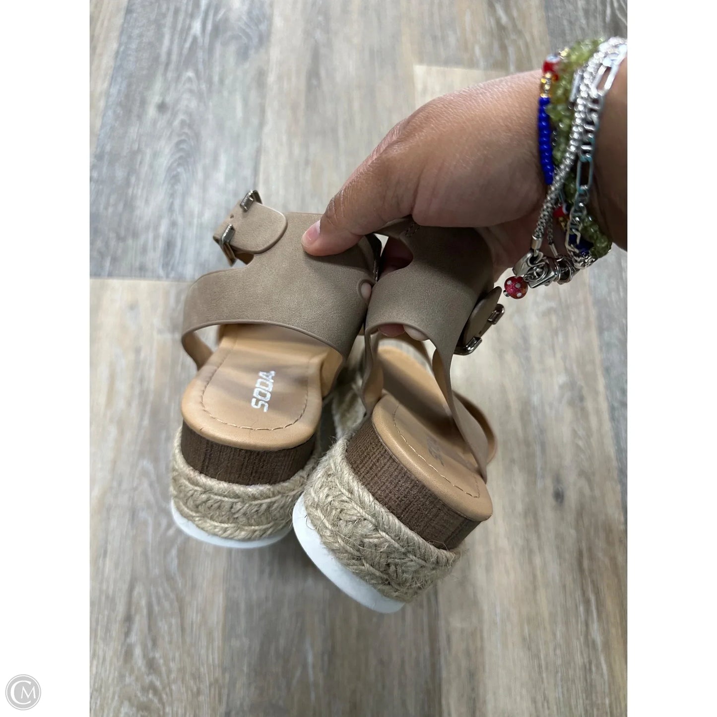Sandals Heels Platform By Soda In Taupe, Size: 7
