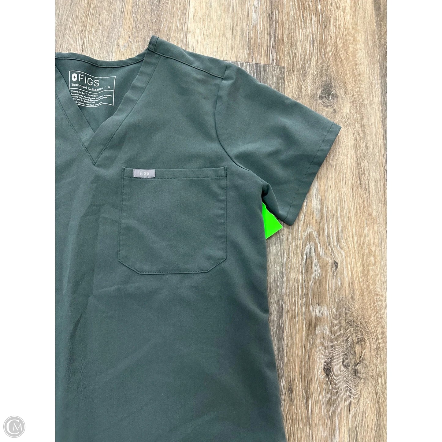 Scrub Top Short Sleeve By Figs In Green, Size: S