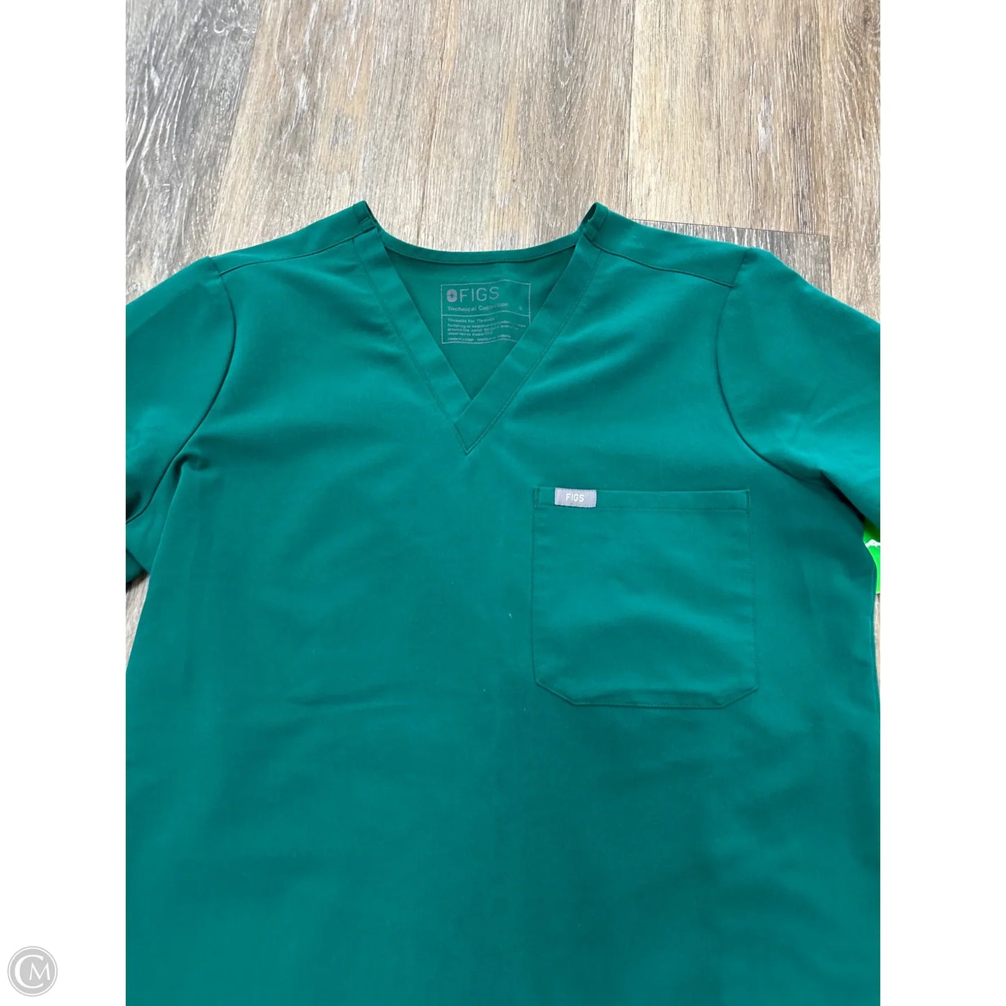 Scrub Top Short Sleeve By Figs In Green, Size: S