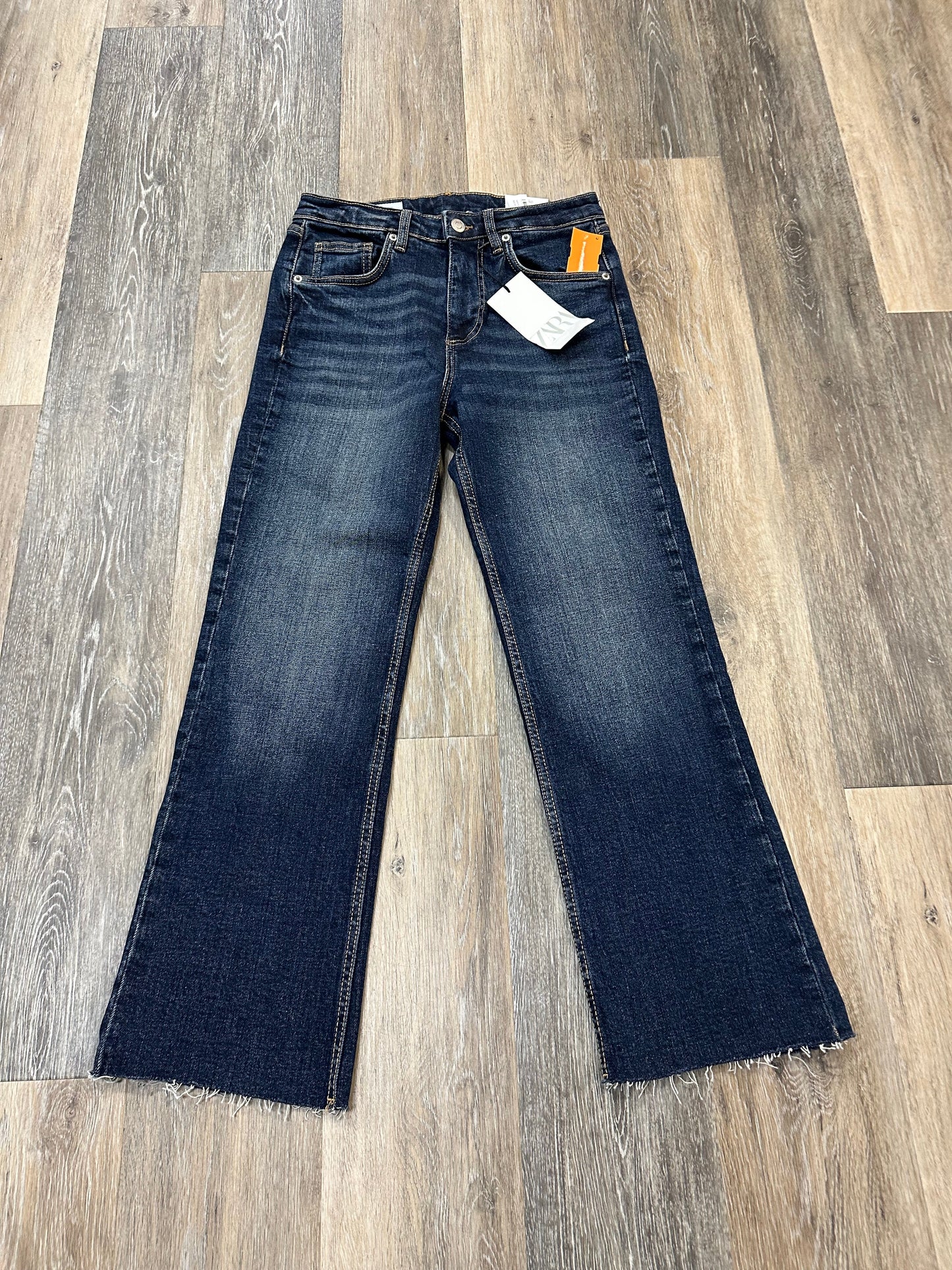 Jeans Straight By Zara In Blue Denim, Size: 4