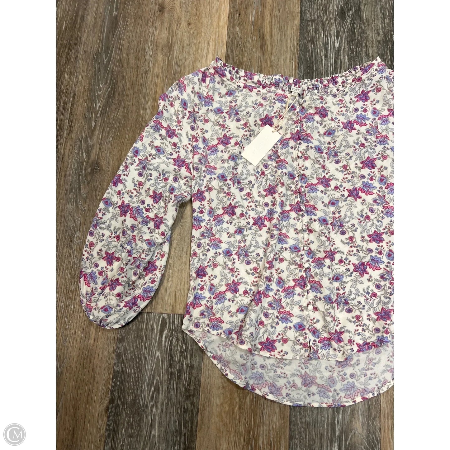 Blouse Long Sleeve By Z Supply In Floral Print, Size: Xs