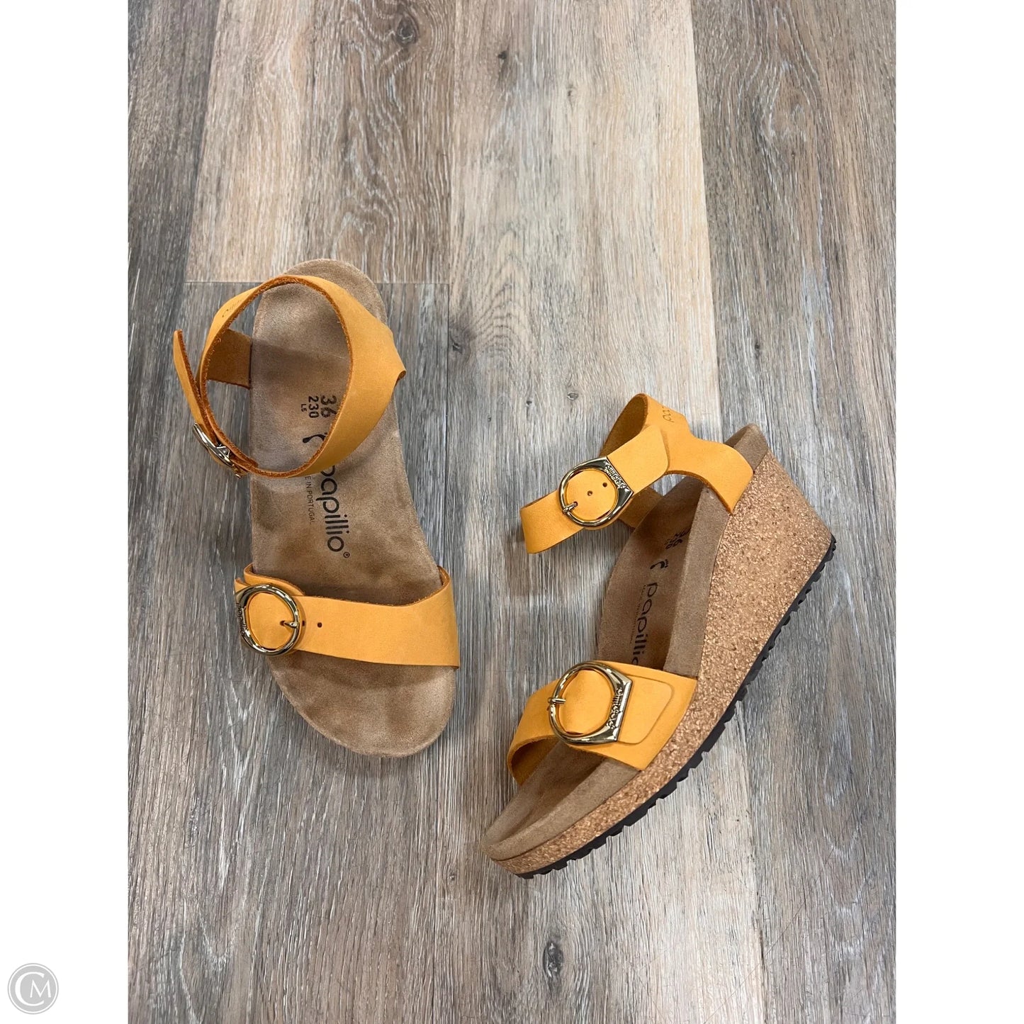 Sandals Heels Wedge By Birkenstock In Yellow, Size: 5