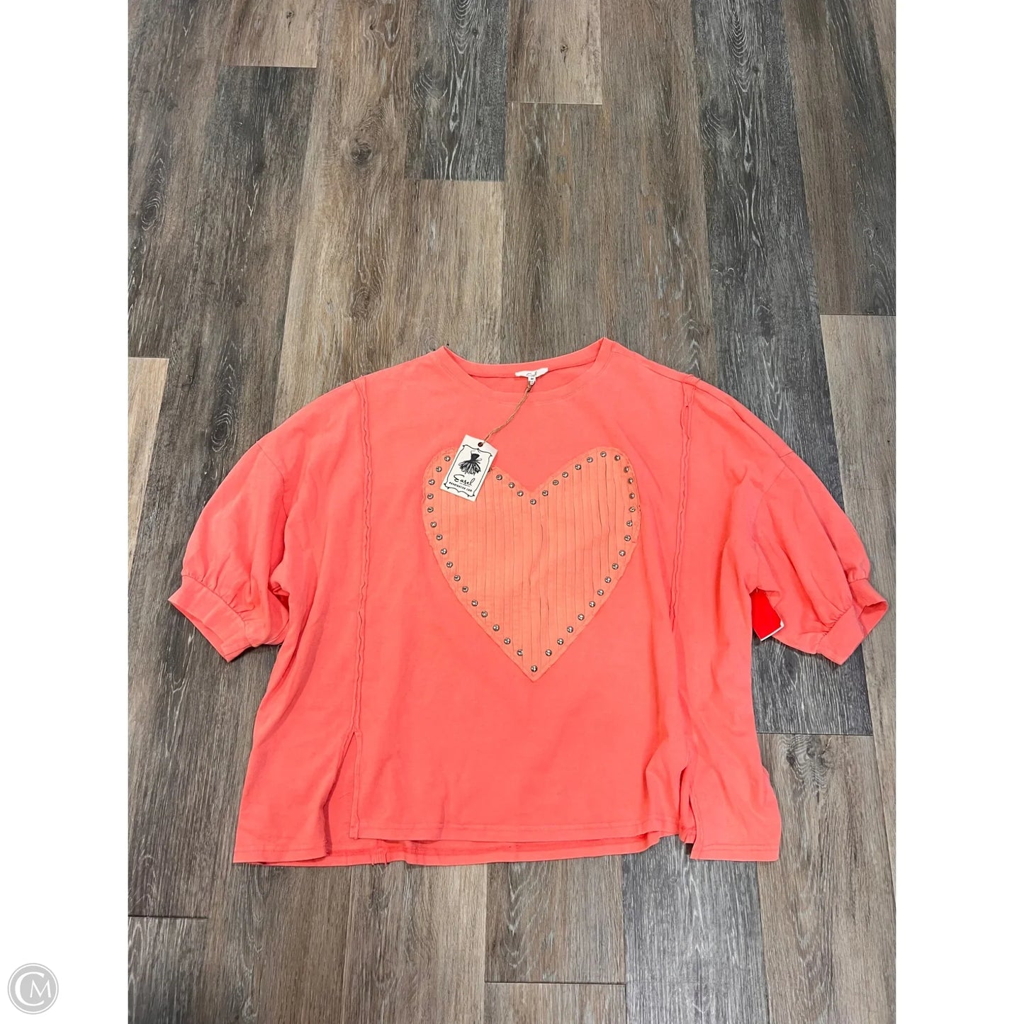 Top Short Sleeve By Easel In Coral, Size: M