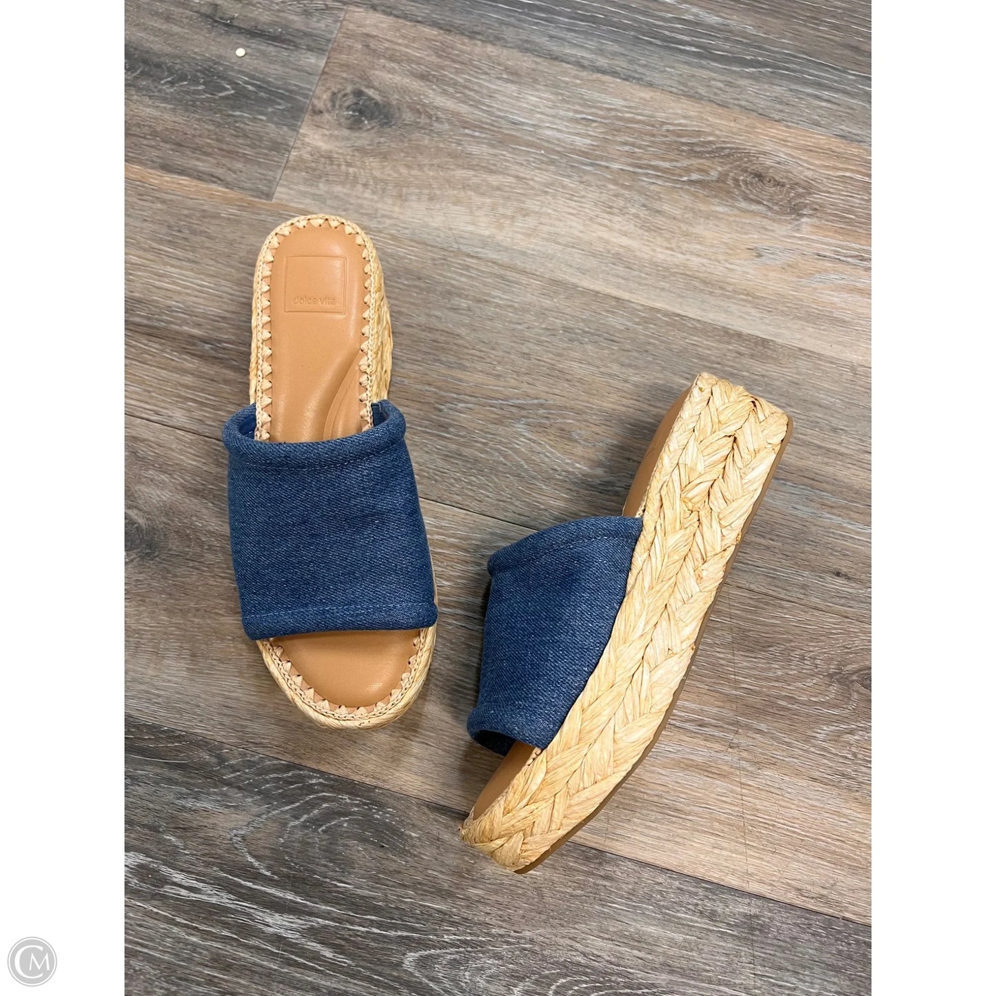 Sandals Heels Platform By Dolce Vita In Blue & Cream, Size: 8.5