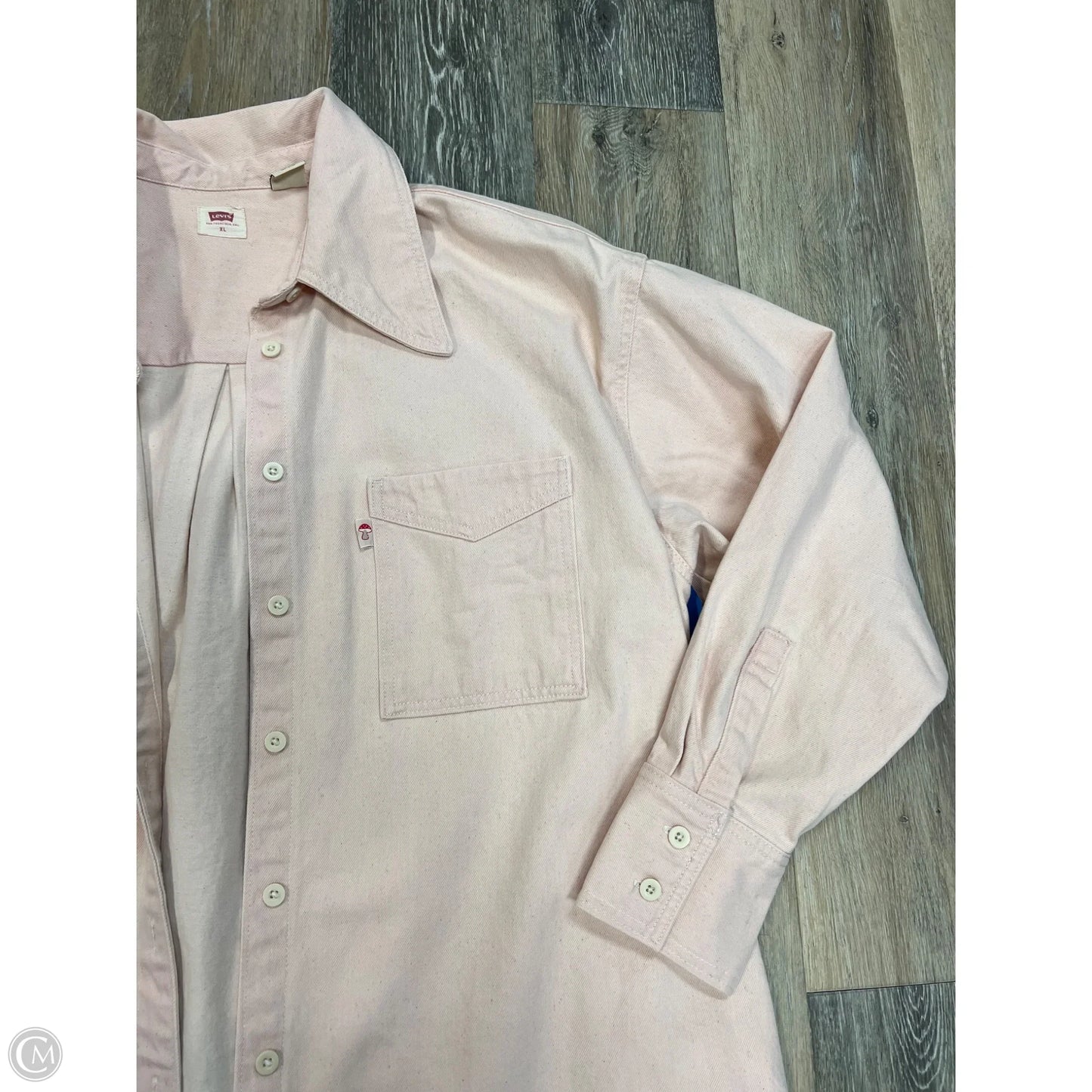 Jacket Denim By Levis In Pink Denim, Size: Xl