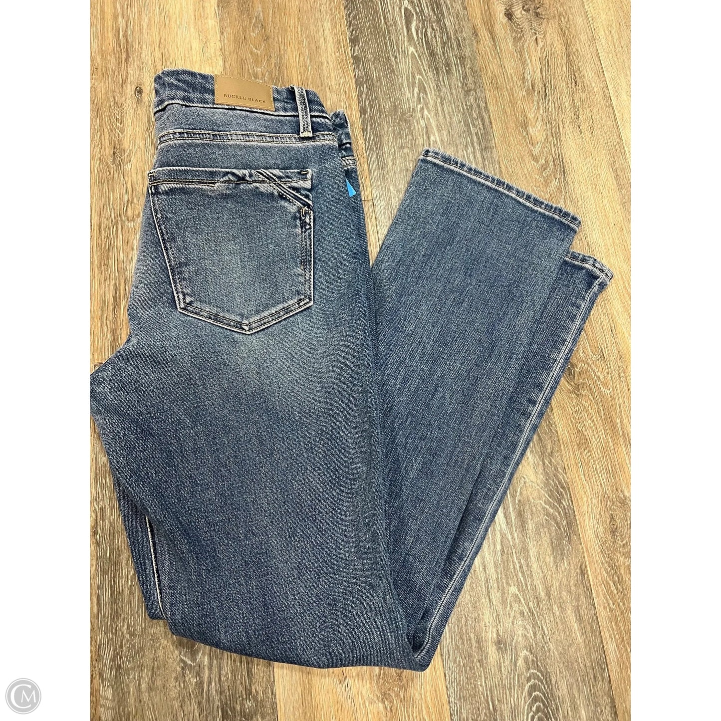 Jeans Straight By Buckle Black In Blue Denim, Size: 10