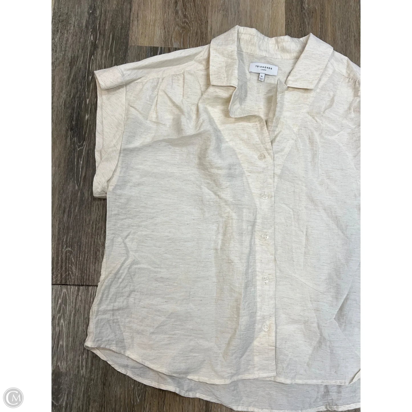 Blouse Short Sleeve By 7 Diamonds In Cream, Size: Xl