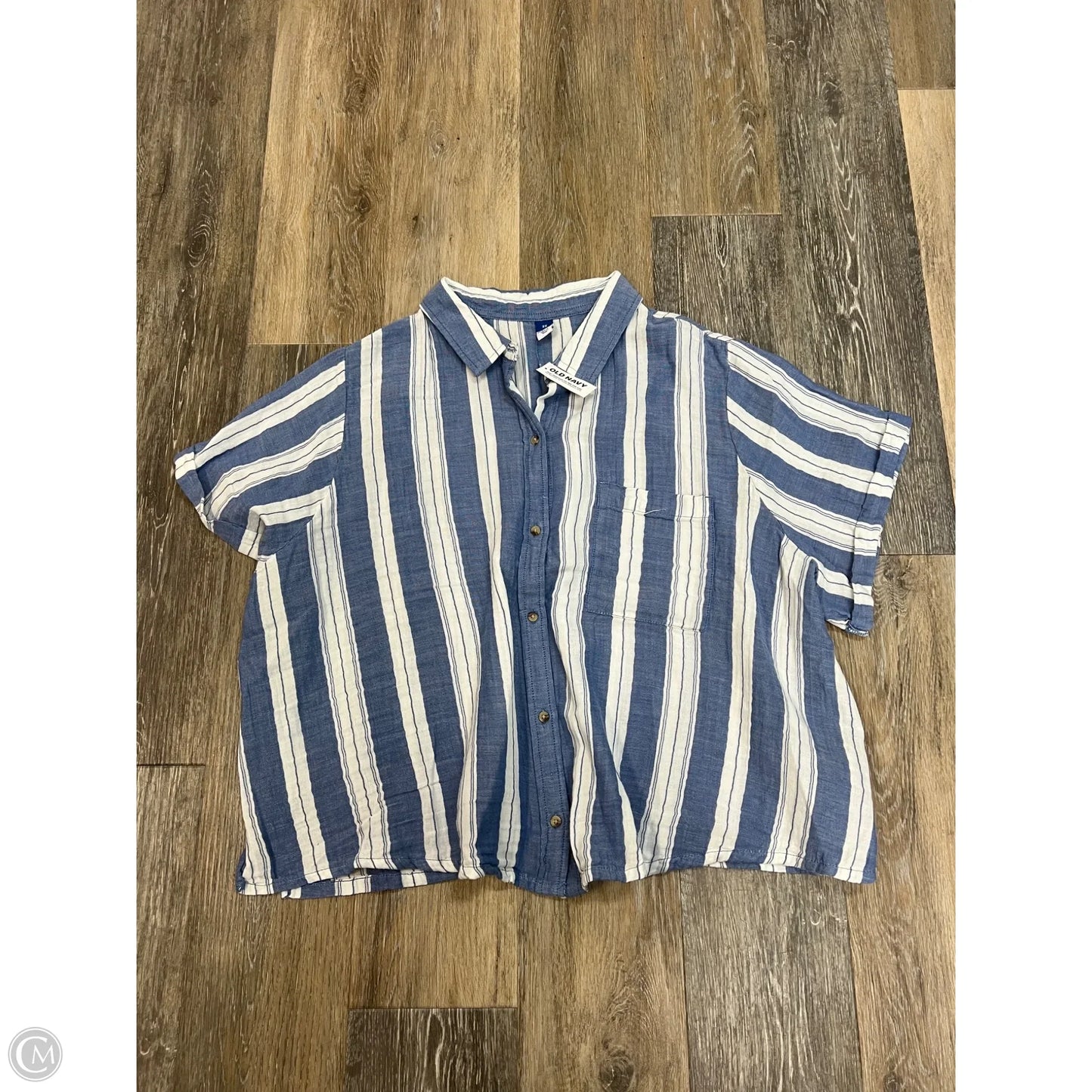 Blouse Short Sleeve By Old Navy In Striped Pattern, Size: 2x
