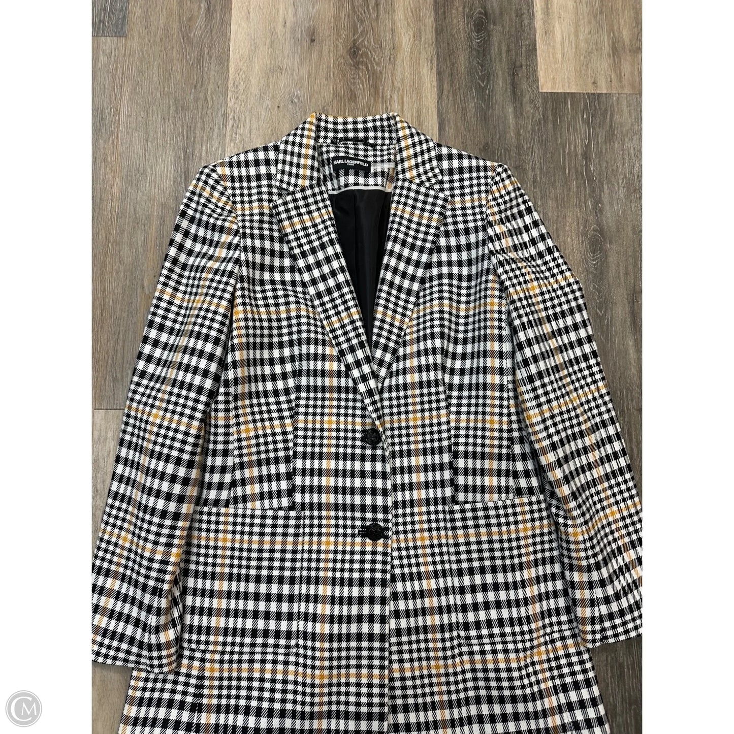Blazer Designer By Karl Lagerfeld In Black & White, Size: M