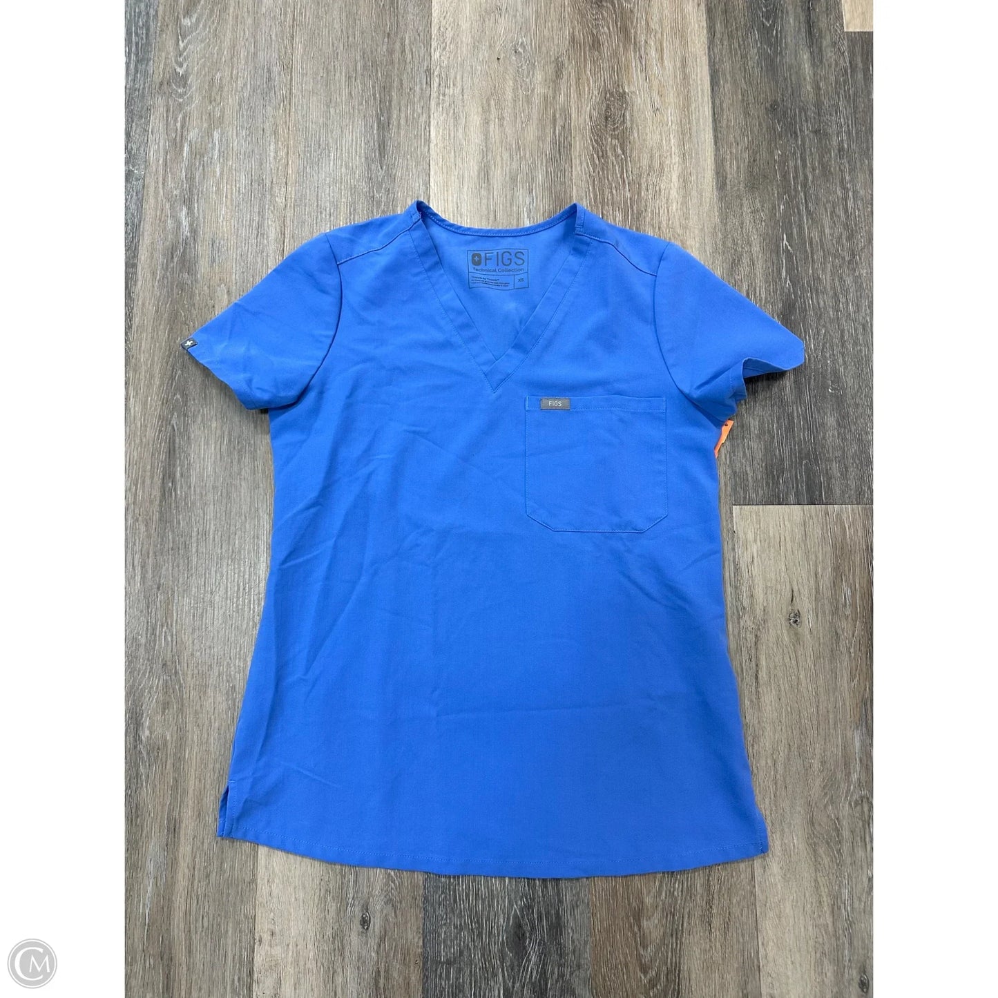 Scrub Top Short Sleeve By Figs In Blue, Size: Xs