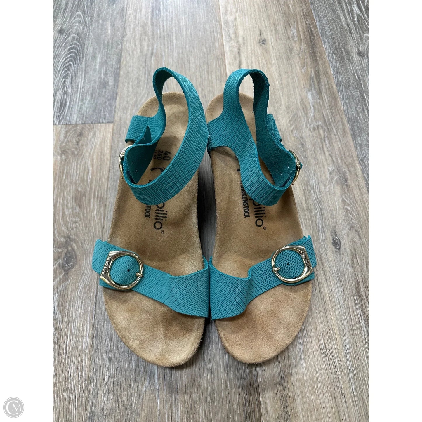 Sandals Heels Wedge By Birkenstock In Blue, Size: 9