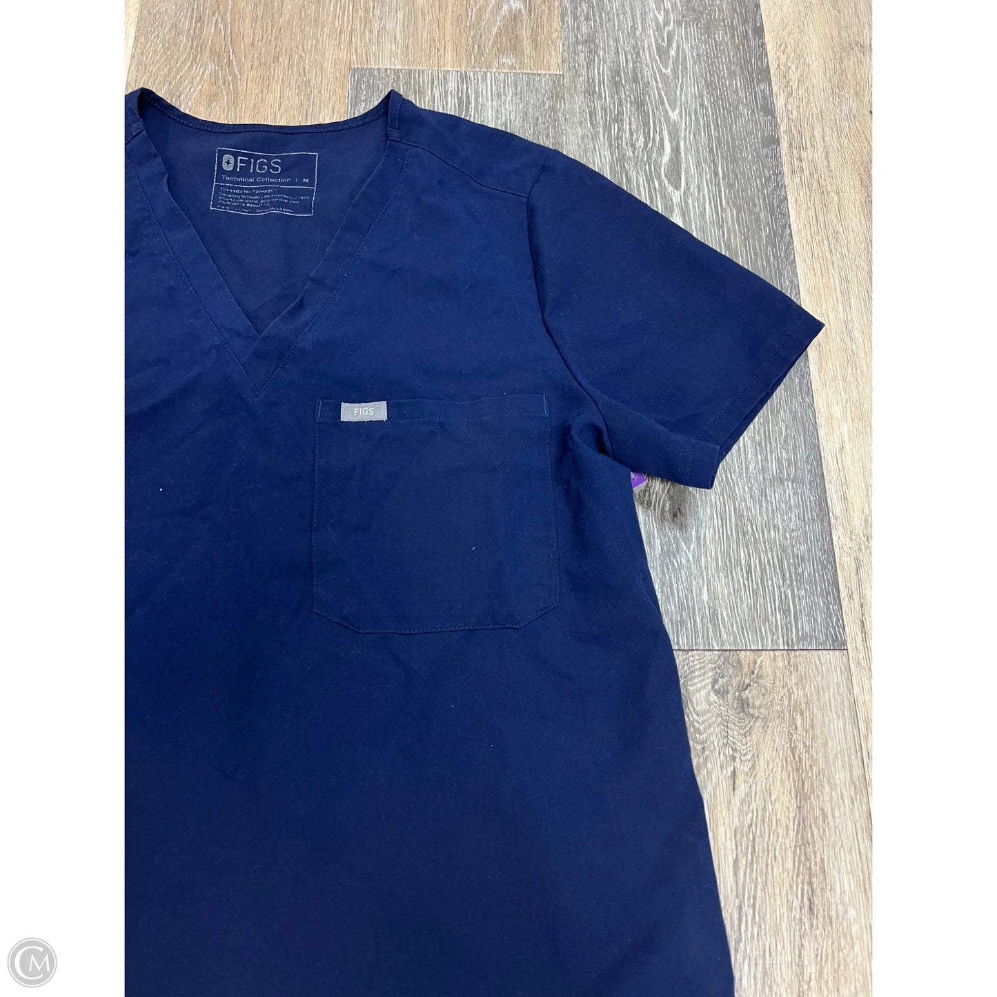 Scrub Top Short Sleeve By Figs In Blue, Size: M