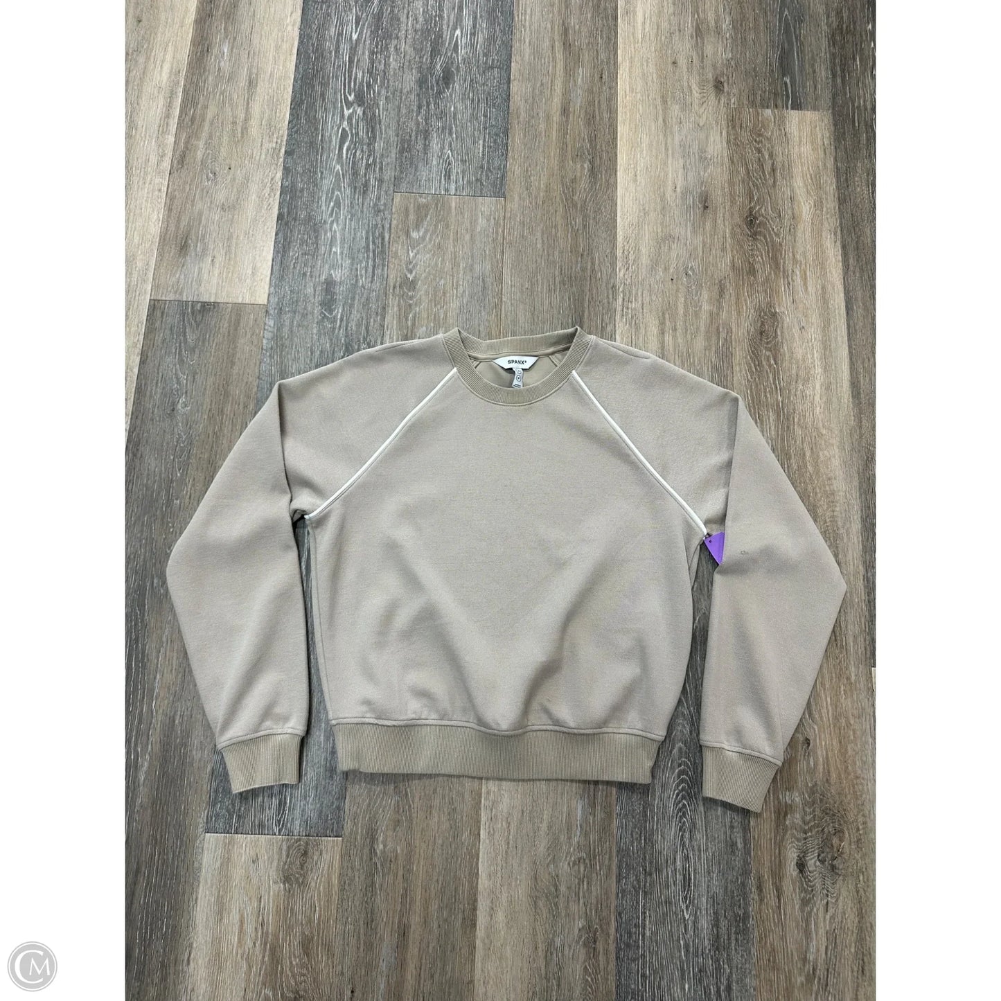 -Athletic Top Long Sleeve Crewneck By Spanx In Beige, Size: S