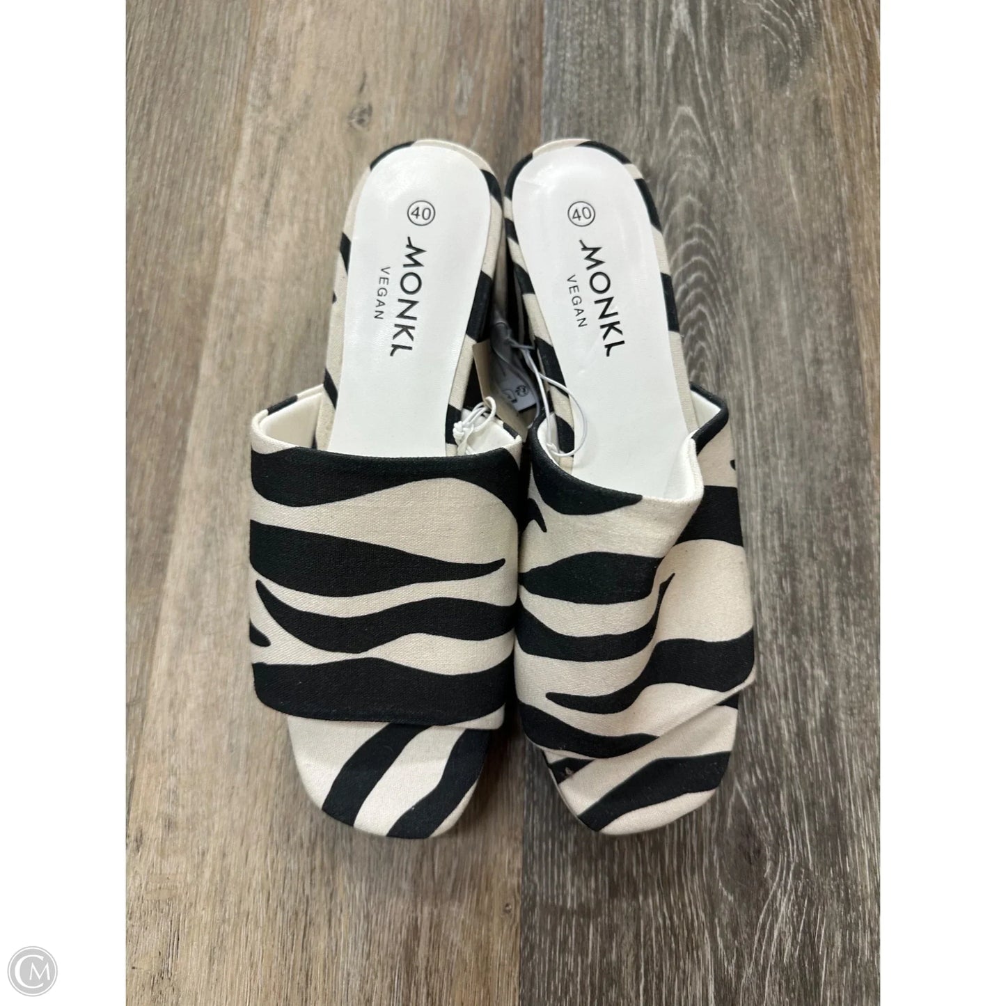 Sandals Heels Block By Monki In Black & White, Size: 9