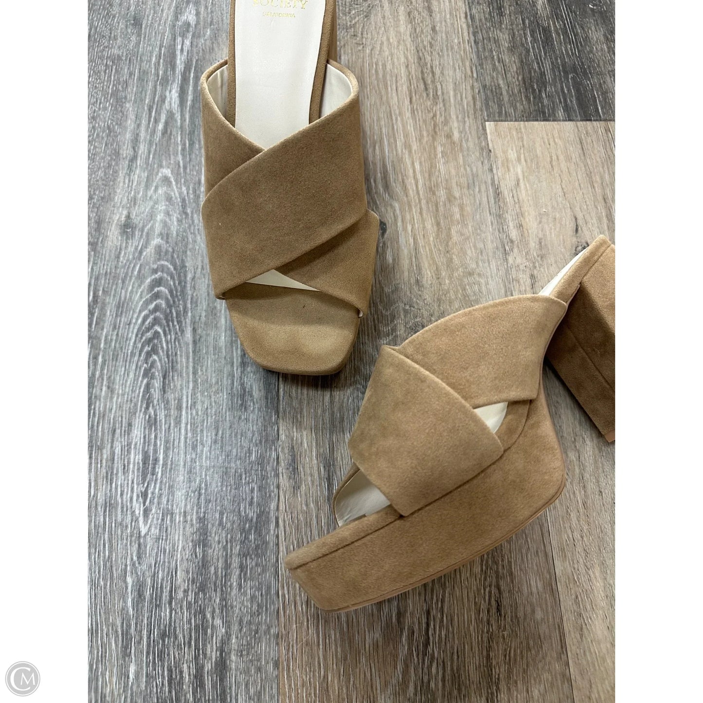 Sandals Heels Block By Oasis Society In Tan, Size: 9
