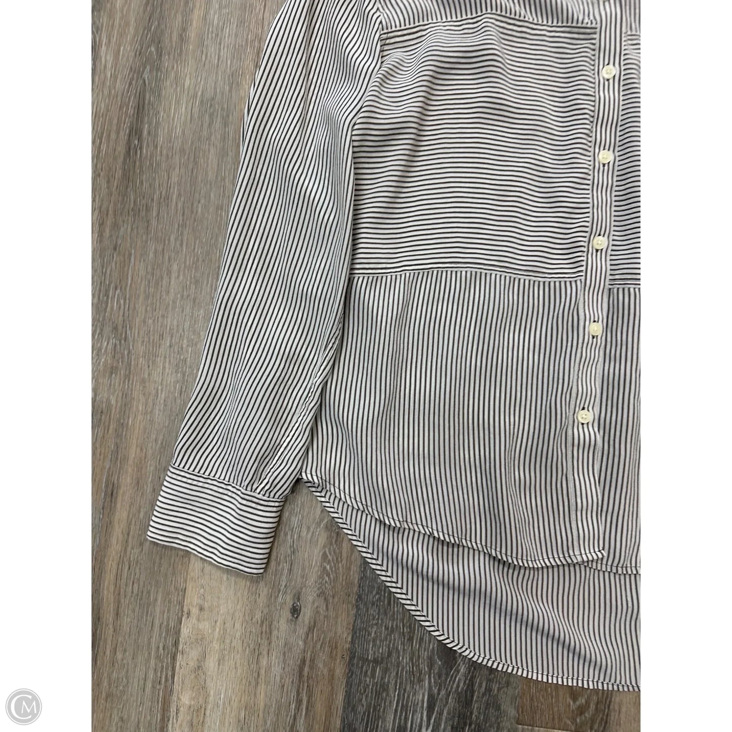 Blouse Long Sleeve By Spanx In Striped Pattern, Size: Xl