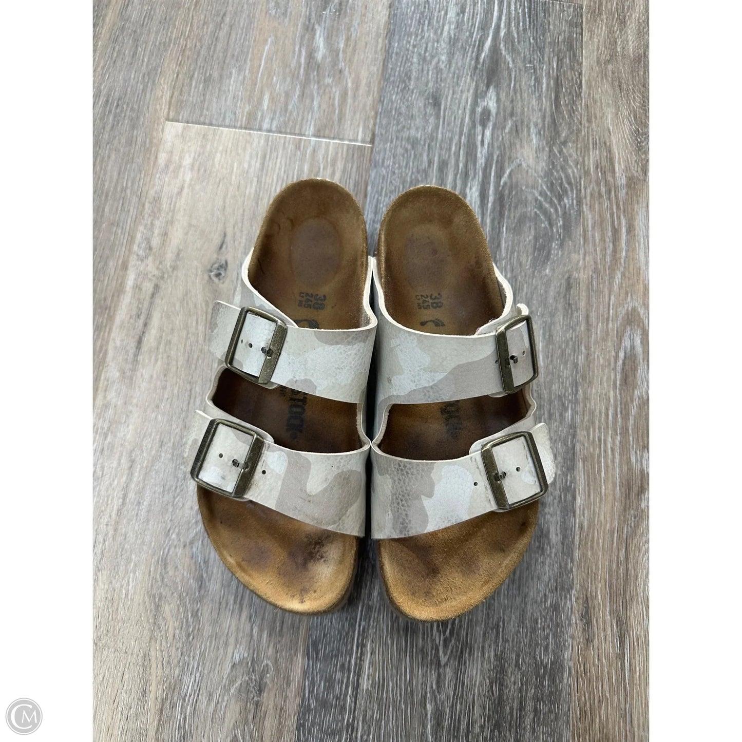 Sandals Flats By Birkenstock In Camouflage Print, Size: 7