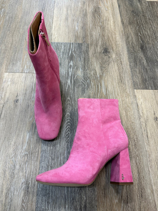 Boots Ankle Heels By Sam Edelman In Pink, Size: 8