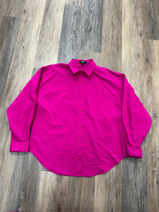 Blouse Long Sleeve By Express In Pink, Size: M