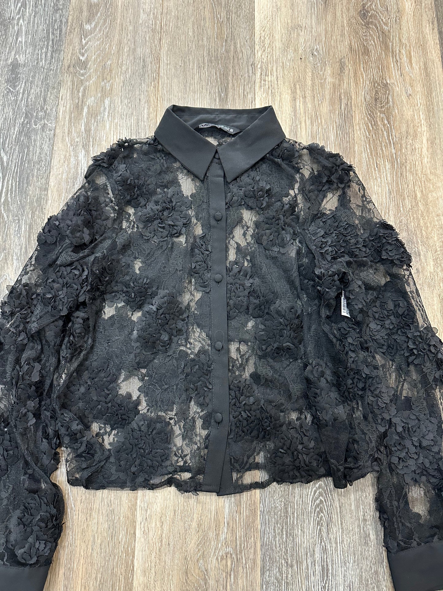 Blouse Long Sleeve By Zara In Black, Size: Xs