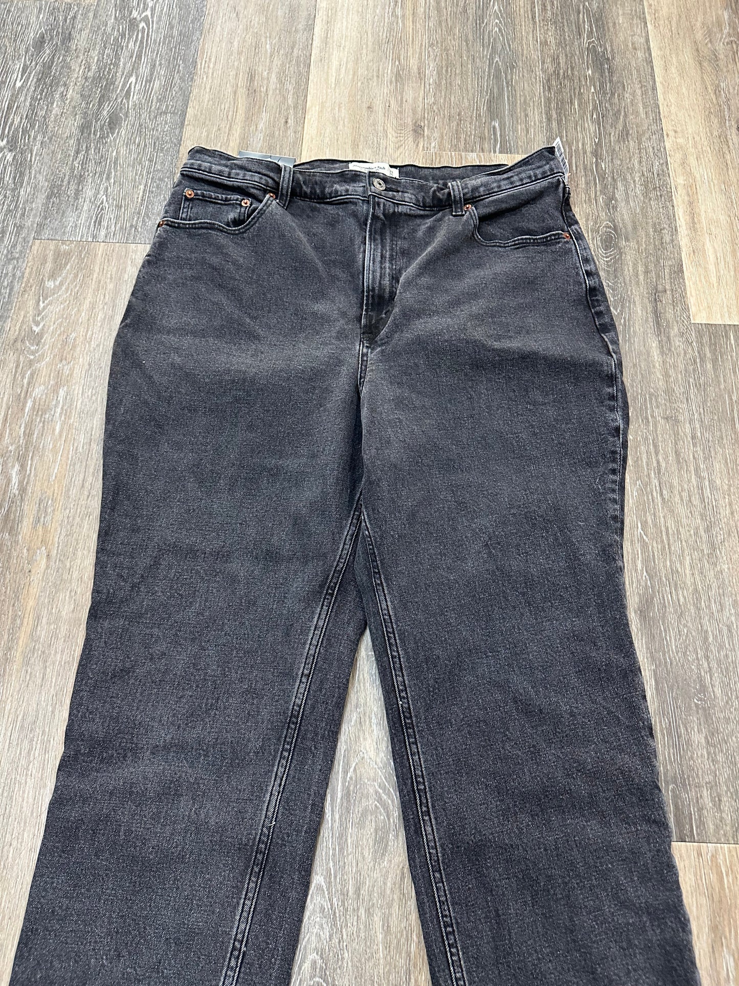 Jeans Straight By Abercrombie And Fitch In Black Denim, Size: 16