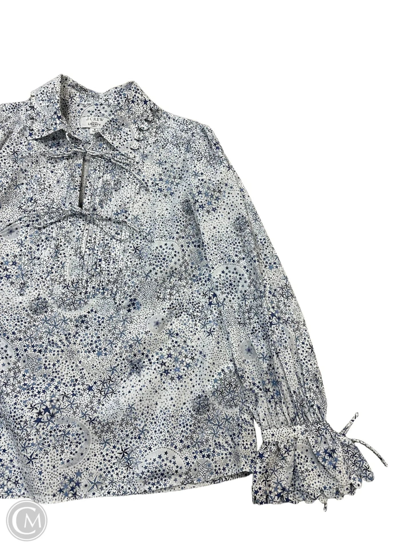 Blouse Long Sleeve By J. Crew In Blue & White, Size: S