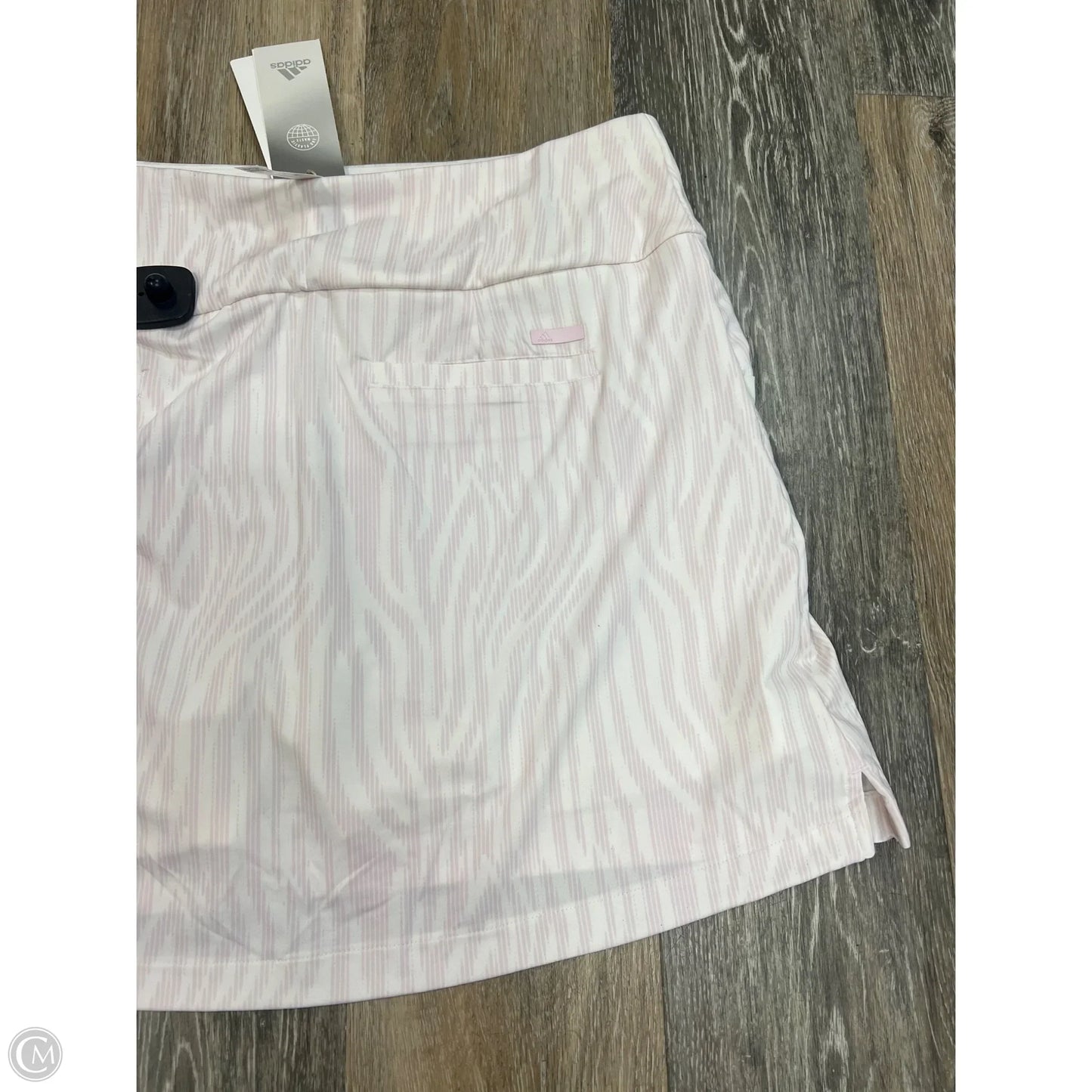 Athletic Skort By Adidas In Pink & White, Size: L