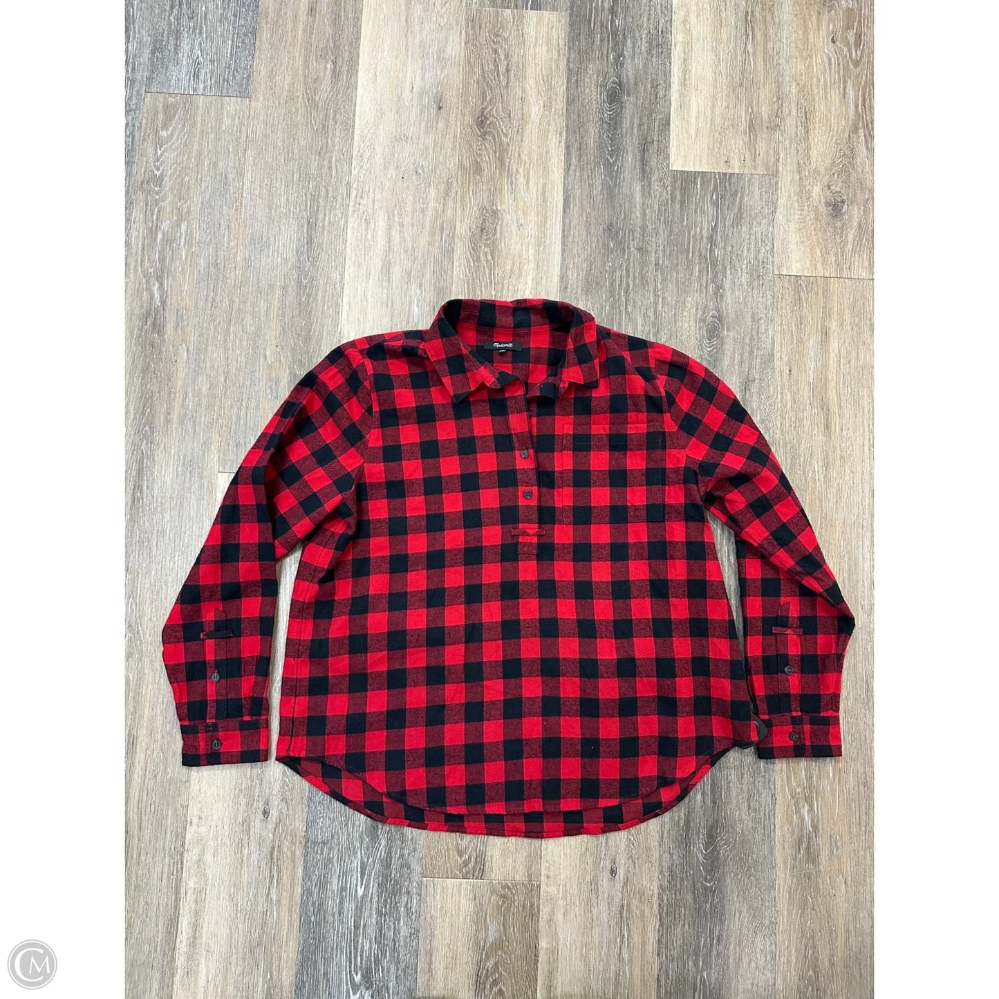 Blouse Long Sleeve By Madewell In Black & Red, Size: Xl