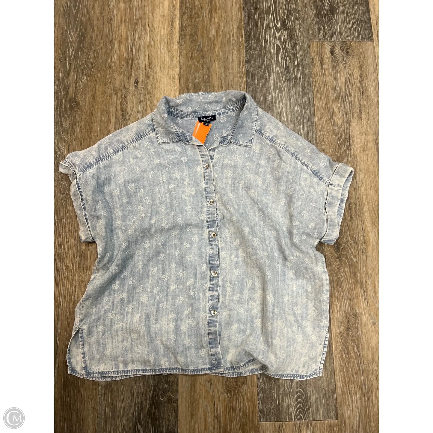 Blouse Short Sleeve By Splendid In Blue Denim, Size: Xs