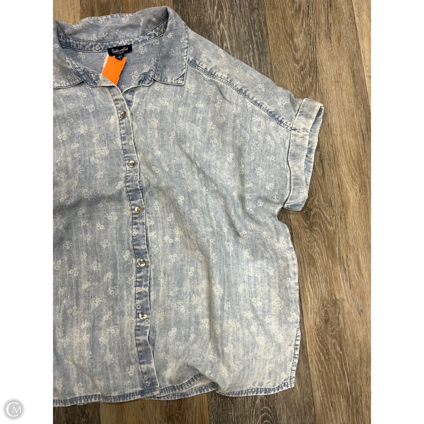Blouse Short Sleeve By Splendid In Blue Denim, Size: Xs