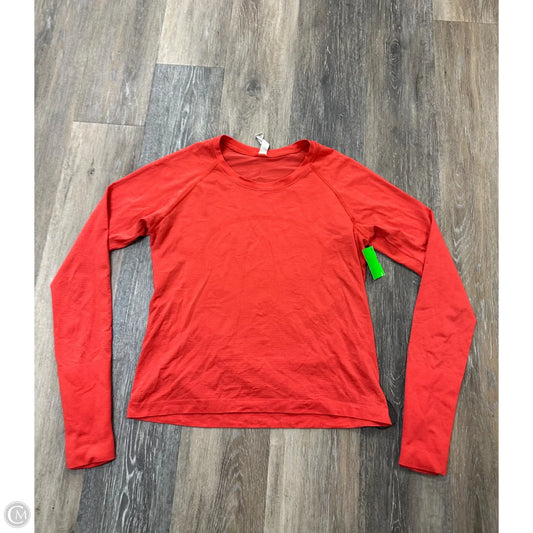 Athletic Top Long Sleeve Collar By Lululemon In Orange, Size: 10