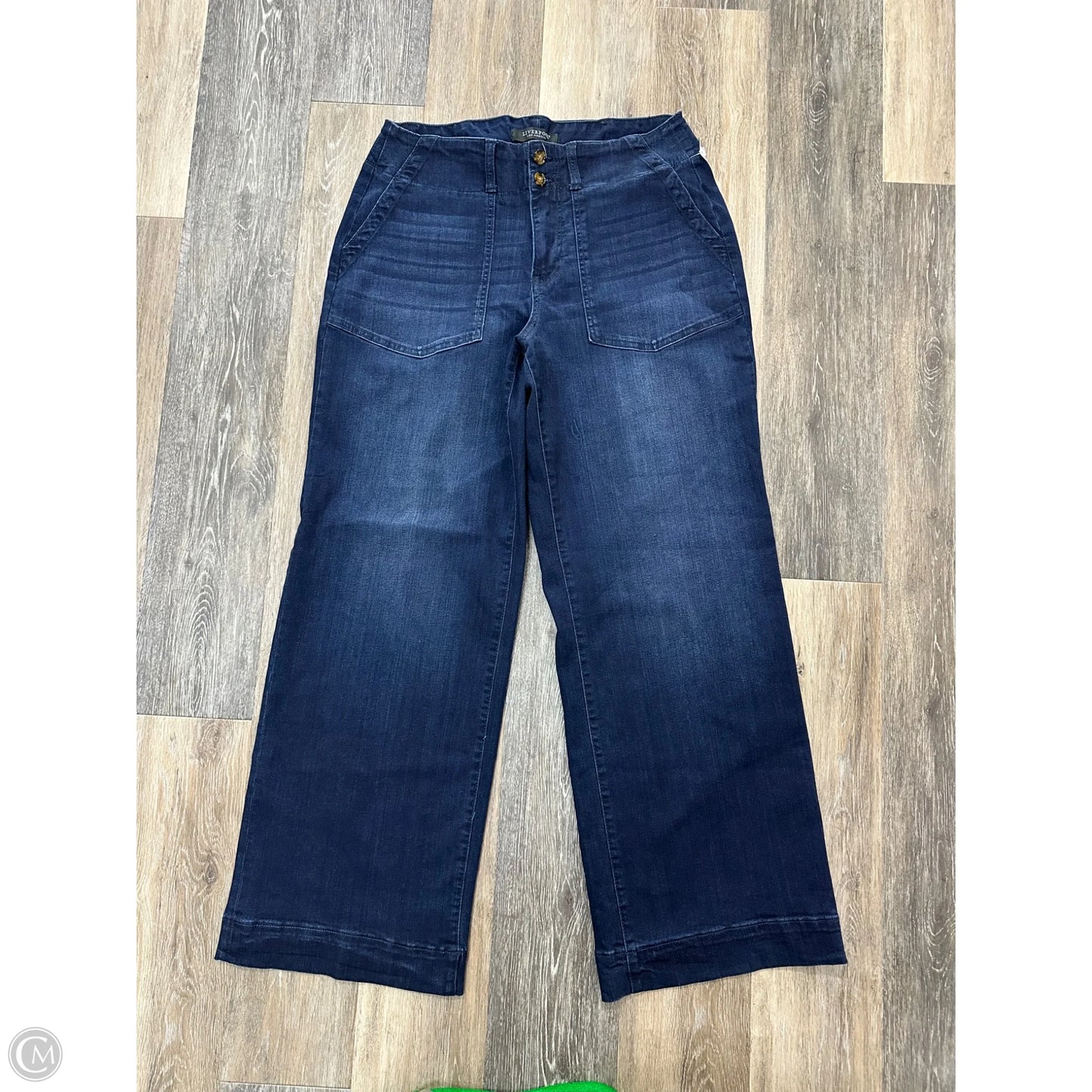 Jeans Wide Leg By Liverpool In Blue Denim, Size: 14