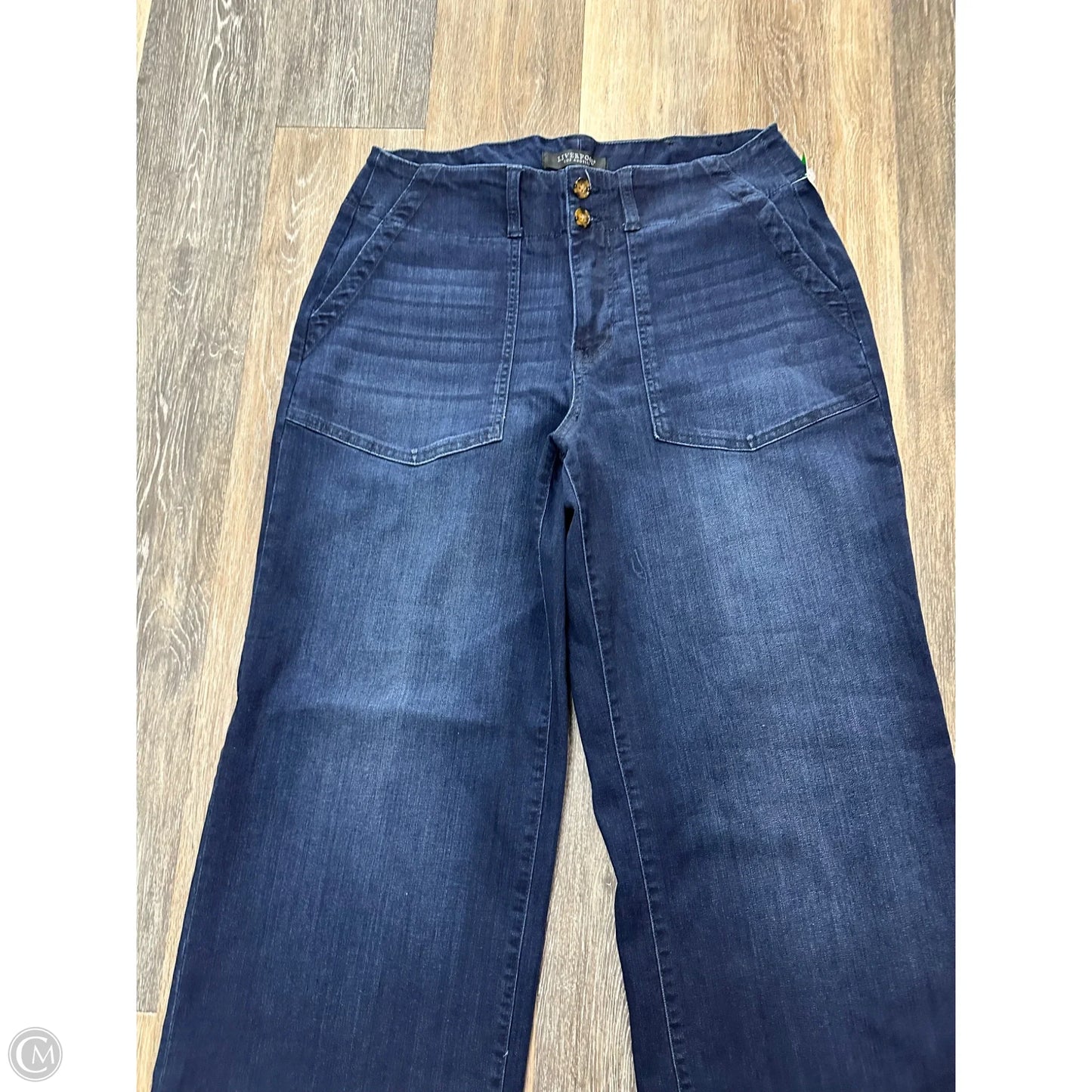 Jeans Wide Leg By Liverpool In Blue Denim, Size: 14