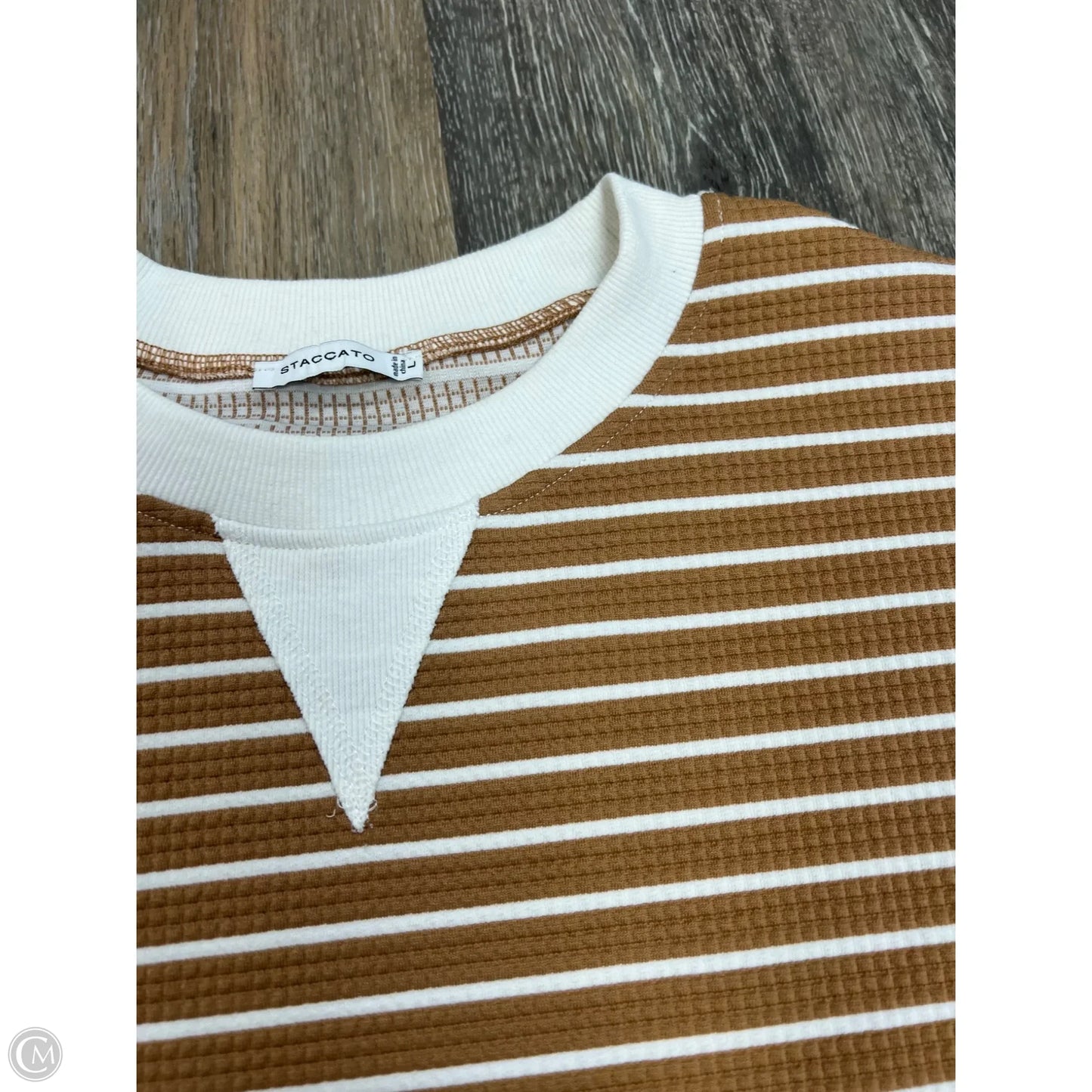 Top Long Sleeve By Staccato In Striped Pattern, Size: L