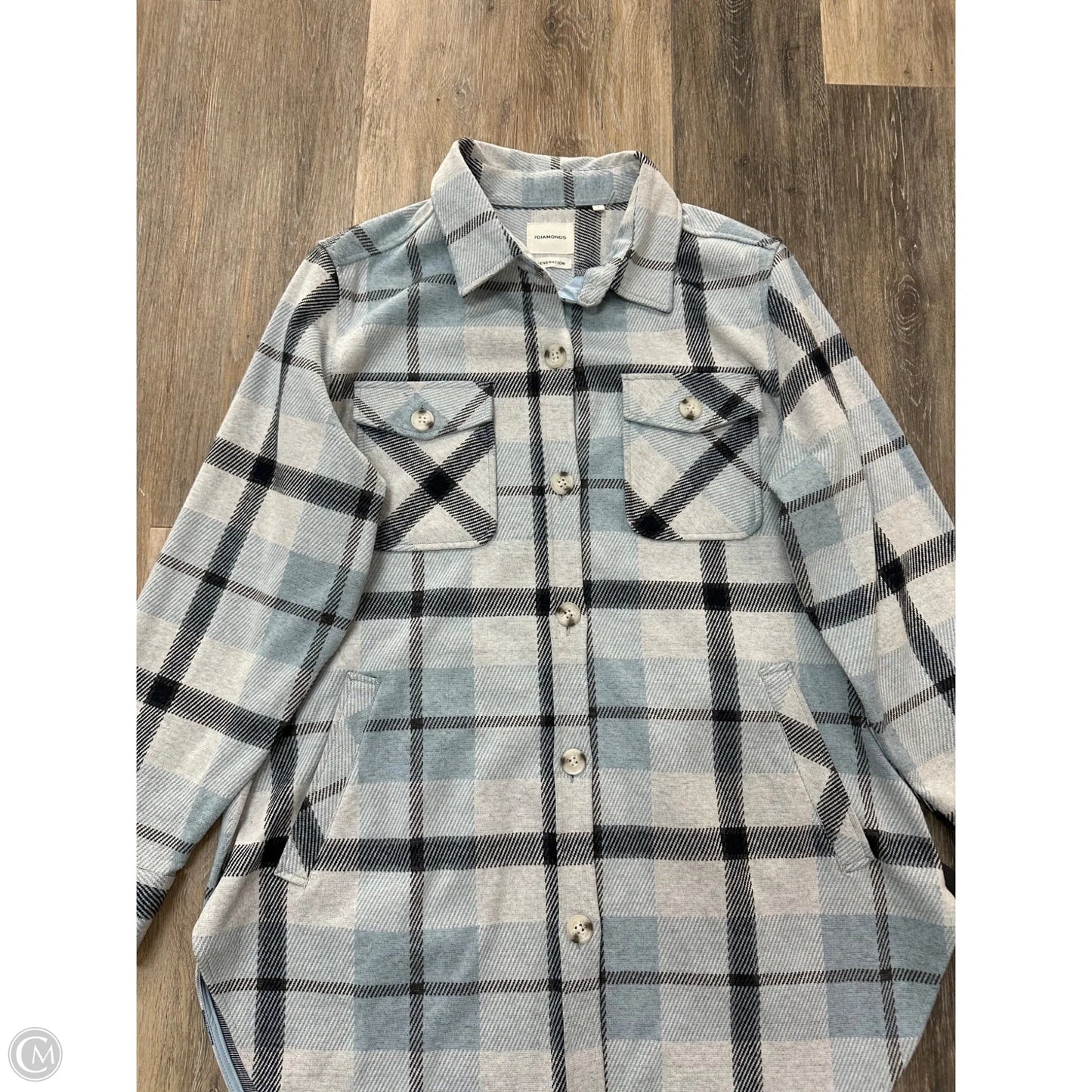 Jacket Shirt By 7Diamonds In Plaid Pattern, Size: L